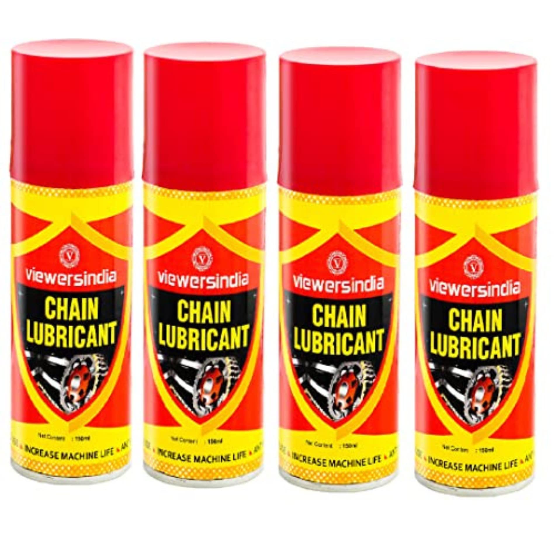 Viewers India Chain Lube Spray 150 ml | Long Lasting Lubricant for Bikes, Motorbikes, Cars | Protects and Prevents Chain Breakage (Lubri-150Ml Pack of 4)-image-31