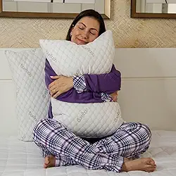 Travesseiro de Fibra de Bambu 50x70 Antiácaro, Antialérgico, Lavável e Macio como Pluma Ortopédico e Respirável para Sono Tranquilo