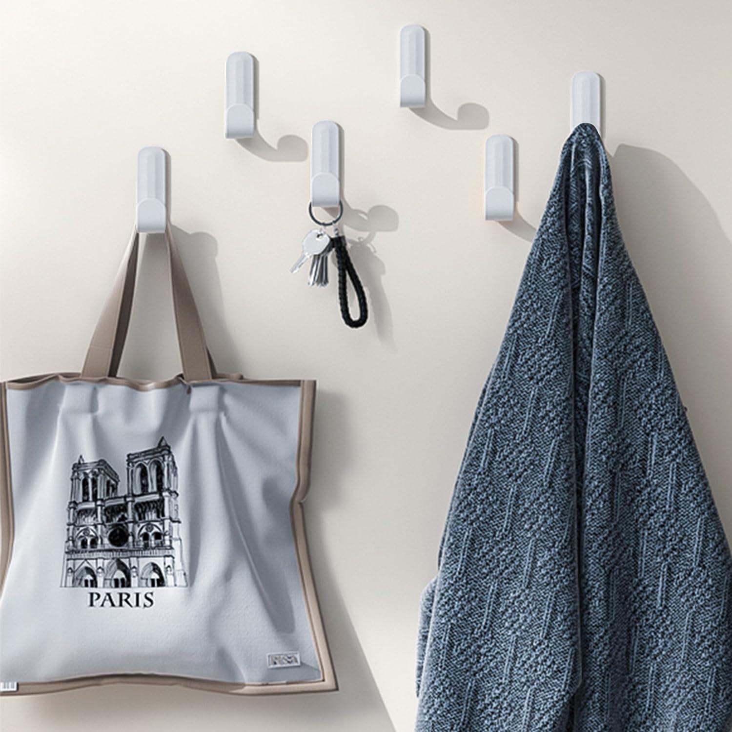 Gancho De Plástico Autoadhivo Blanco Para Pared De Baño
