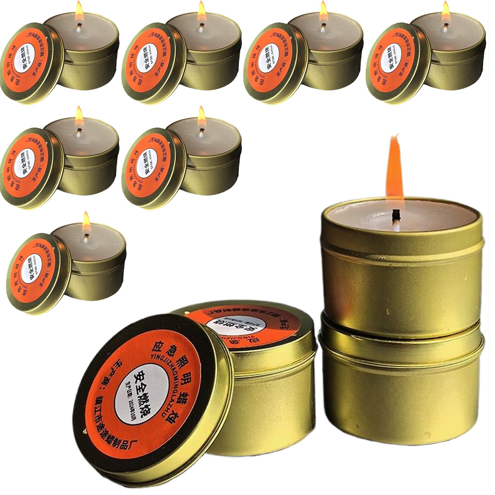 Velas de supervivencia de larga duración para interiores, velas de corte de energía, juego de 10 dispositivos de iluminación sin olor para camping, picnic, suministros de supervivencia salvaje