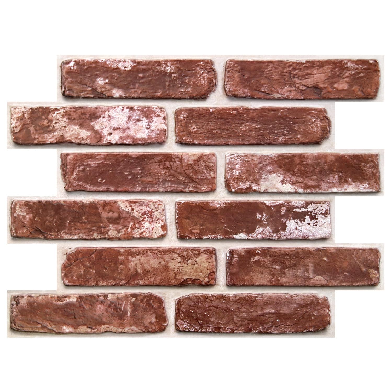 COMSTICKC 3D Faux Brick Wall Panel Self Adhesive Wall Stickers, 10 Sheets 15.7" x 11.8", Lightweight Thin PVC 3D Peel and Stick Fake Brick Decorative Tiles for DIY Wall Decor, Reddish Brown