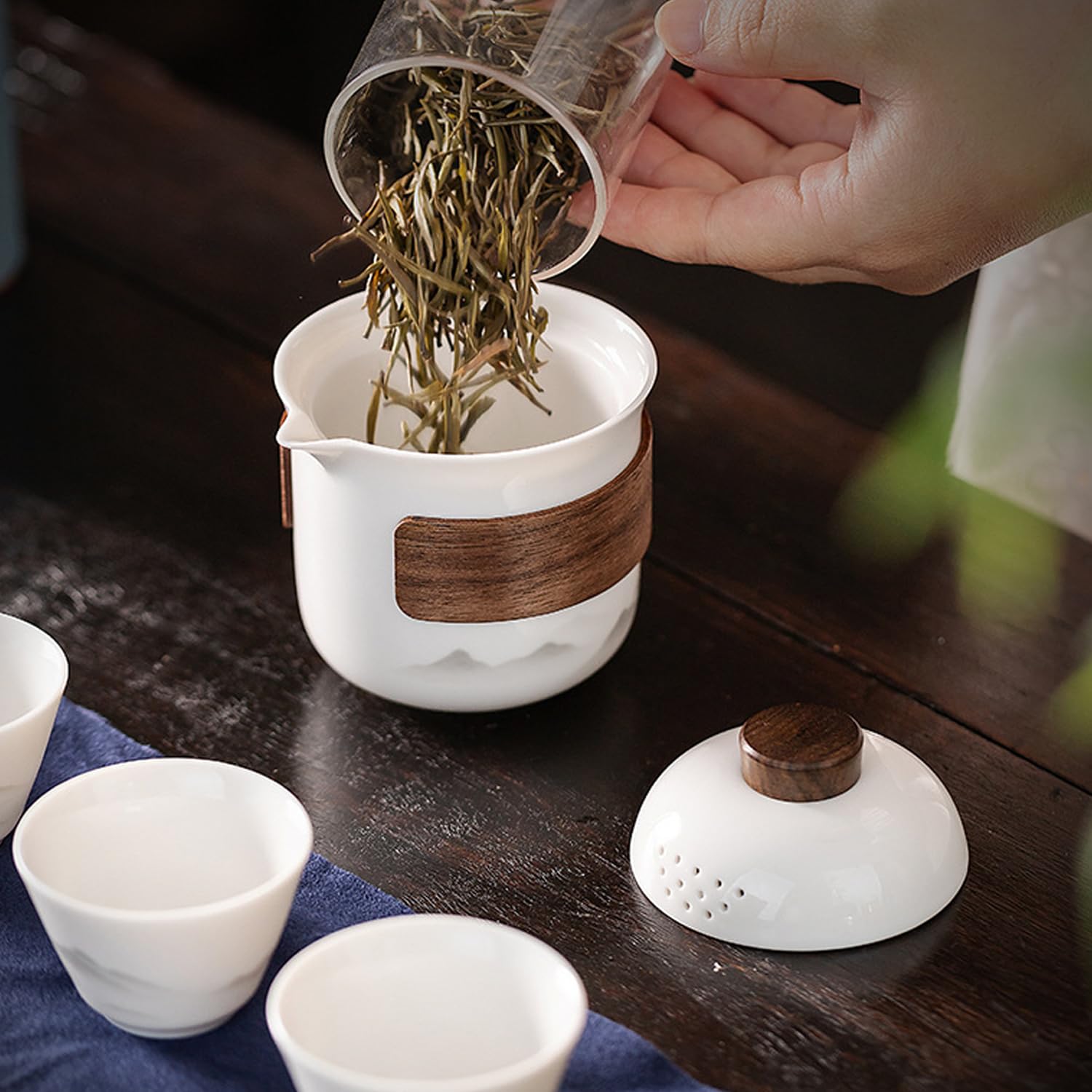 Tea Travel Tea Set Kung Fu Tea Set Teiera Portatile in Ceramica Teaset Gaiwan Tazze da tè per Cerimonia del tè Strumento per Il tè
