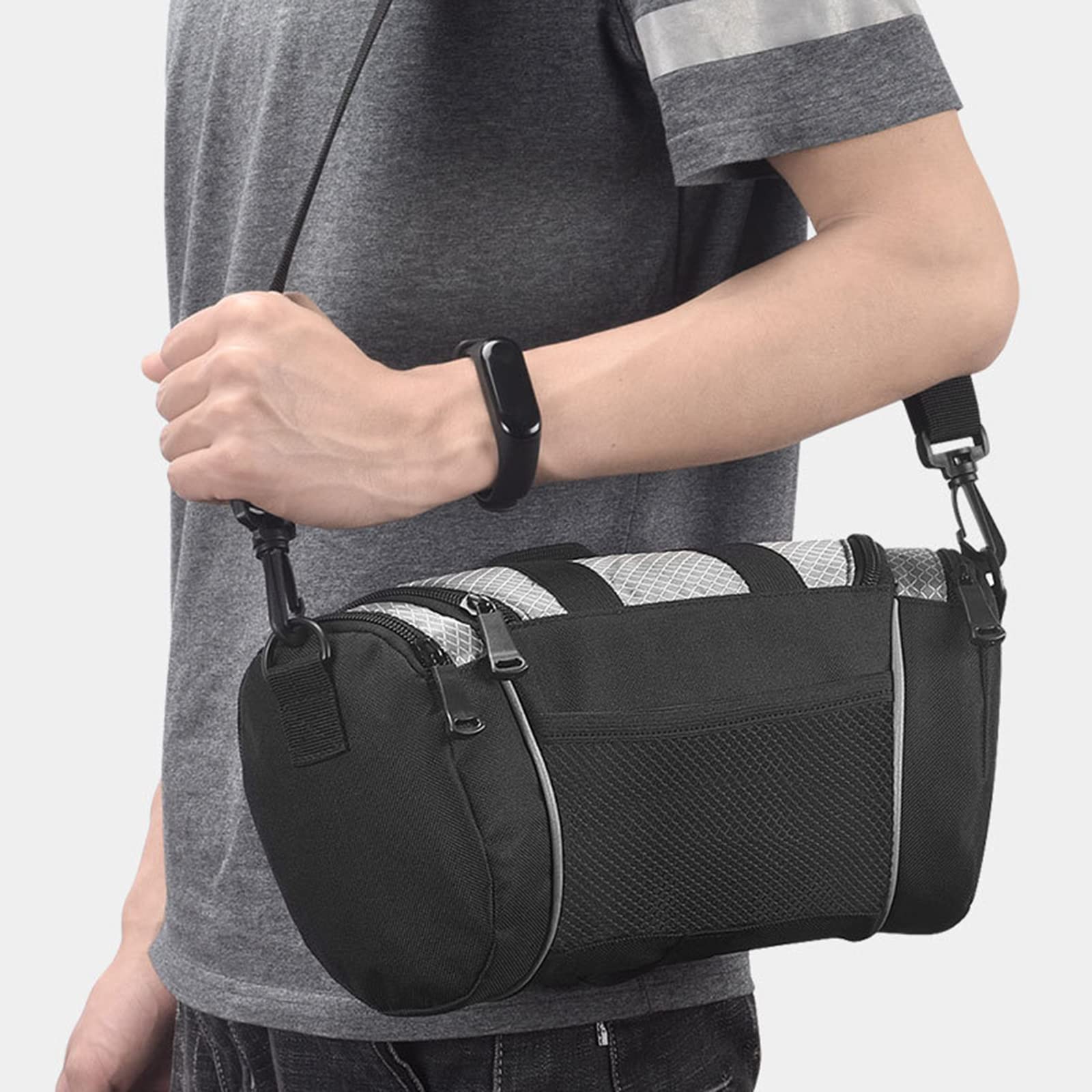 Borsa Da Manubrio Anteriore Per Bici – Cestino Organizzatore Impermeabile Con Striscia Riflettente (7.9 X 3.9 X 6.3 In)