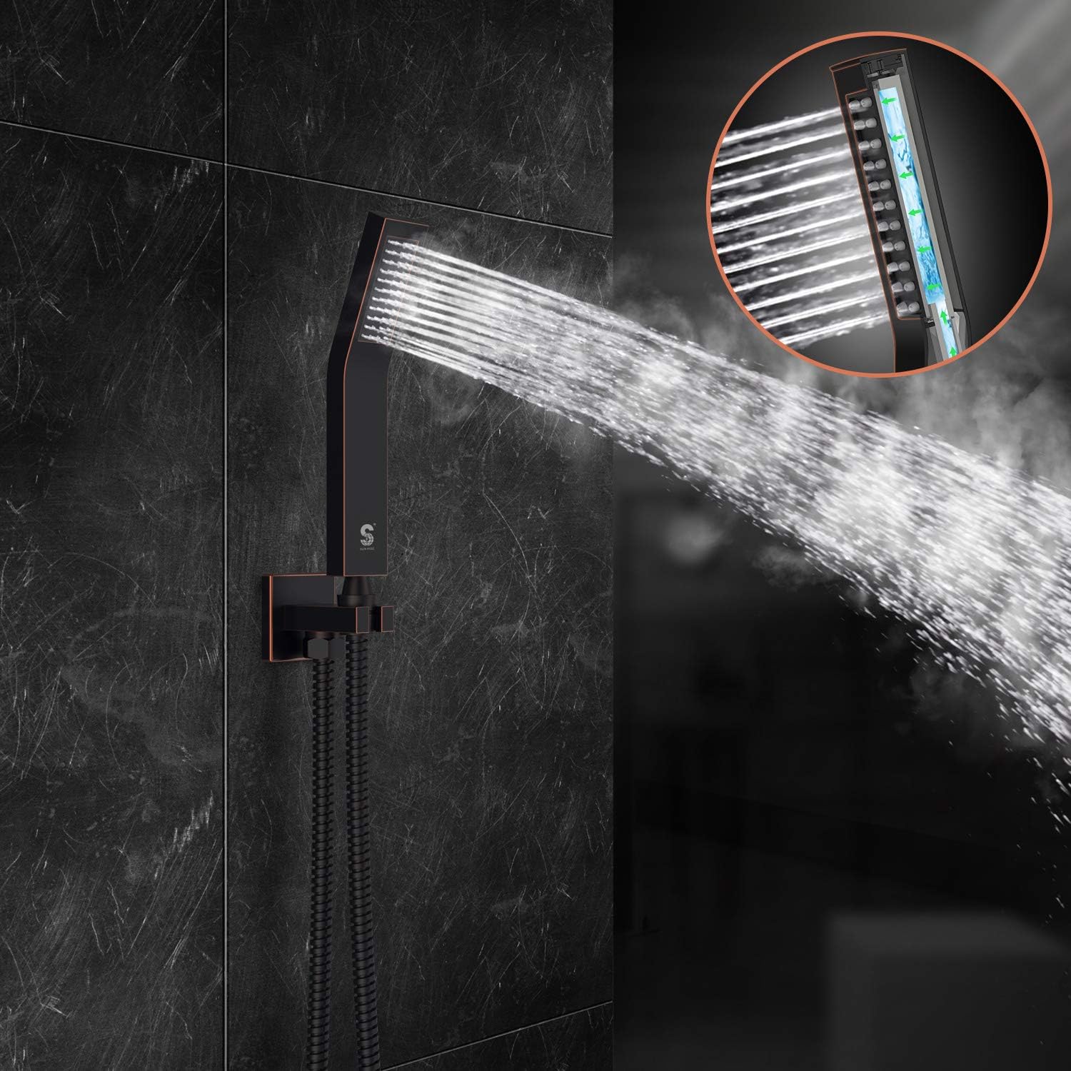 Black Friday Sale 2022 SR SUN RISE Oil Rubbed Bronze Shower System 10 Inches Brass Bathroom Luxury Rain Mixer Shower Combo Set Wall Mounted Rainfall Shower Head System Shower Faucet (Contain Rough-in Valve Body and Trim)