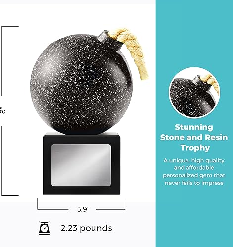 Miniatura 3 de Baudville Custom Engraved The Bomb Trophy Award - Carved Black Stone on Black Resin Base - Comes with Elegant Black Gift Box with nameplate Attached