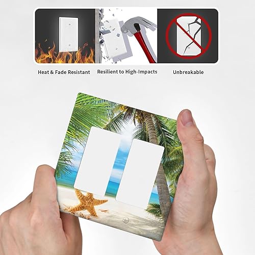 Vista 267 de Cubiertas decorativas de salida de estrella de mar playera, tablero de madera azul de concha de mar de 1 banda, decoración individual GFCI, placa