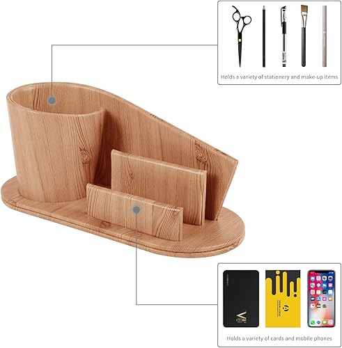 Miniatura 7 de Organizador de escritorio de oficina, caja de almacenamiento multifuncional de piel sintética para tarjetas de visita, bolígrafo, lápiz, teléfono