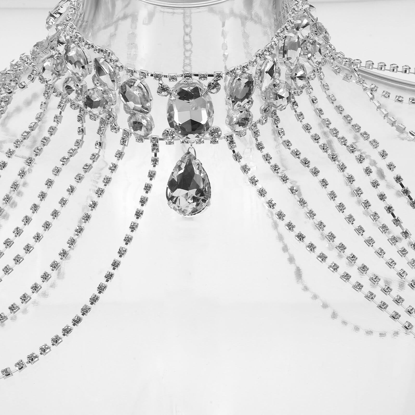 Mipcase Cadena de Hombro para Mujer Borla Brillante Collar de Hombro de Cadena Corporal de Gemas de Imitación para Fiestas y Salidas Nocturnas