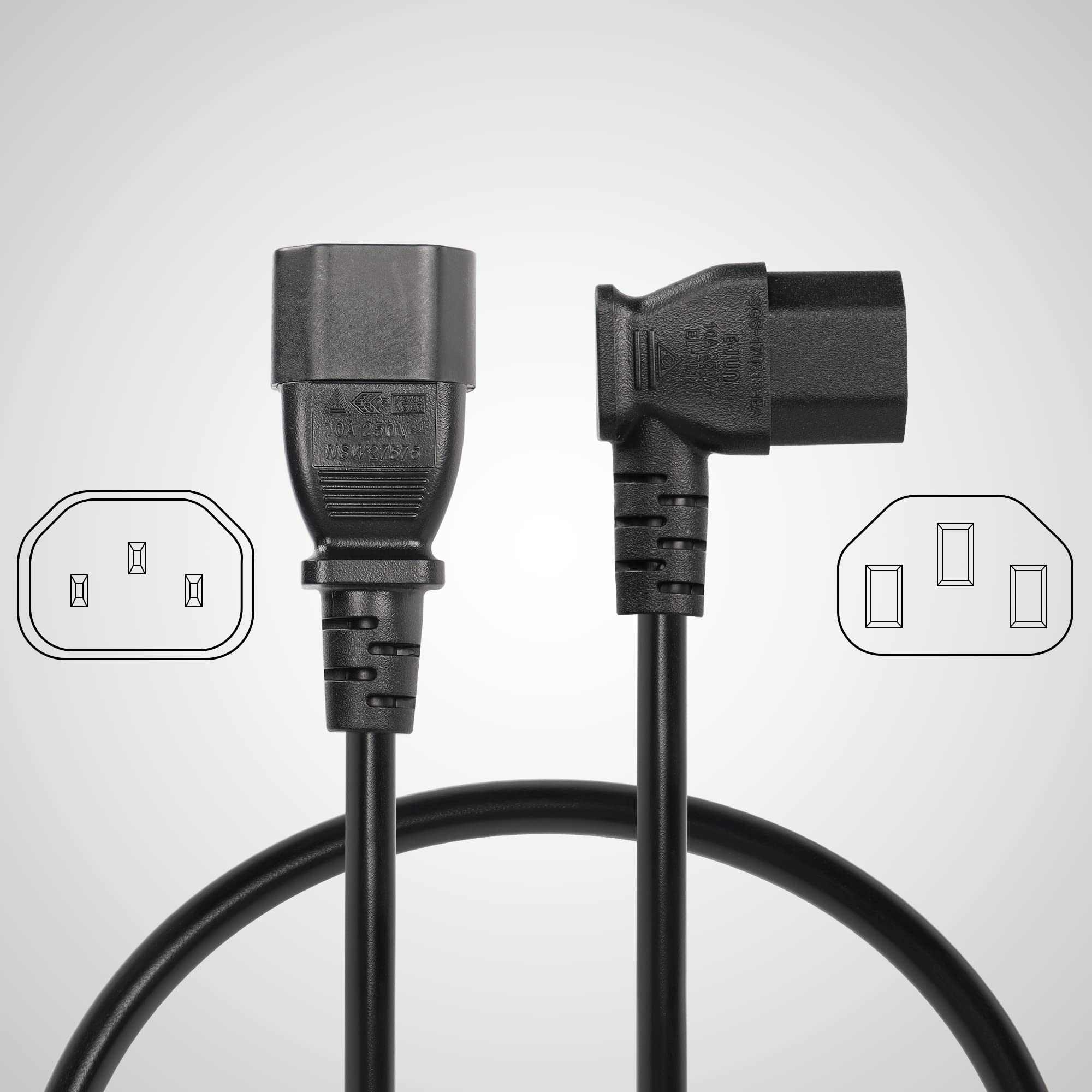 Amazon.com: CERRXIAN 40cm Right Angle IEC 320 C13 to C14