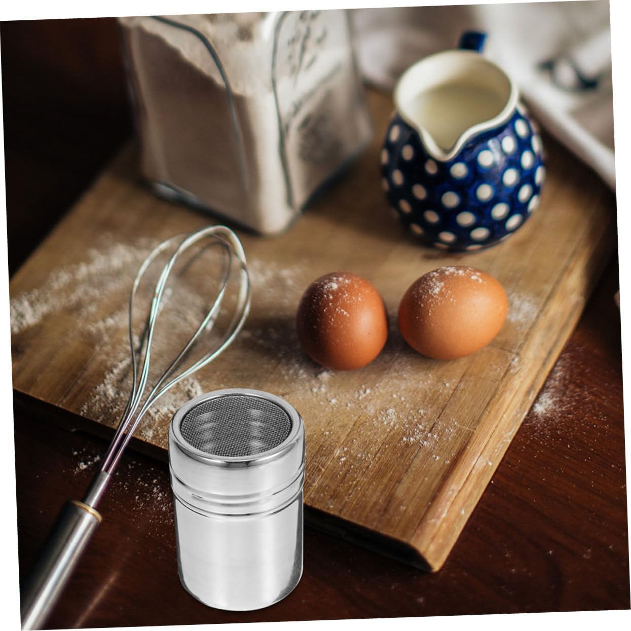 KICHOUSE Stainless Steel Dusting Tube for Flour Powdered Sugar Shaker Lid Fine Mesh Sifter for Baking