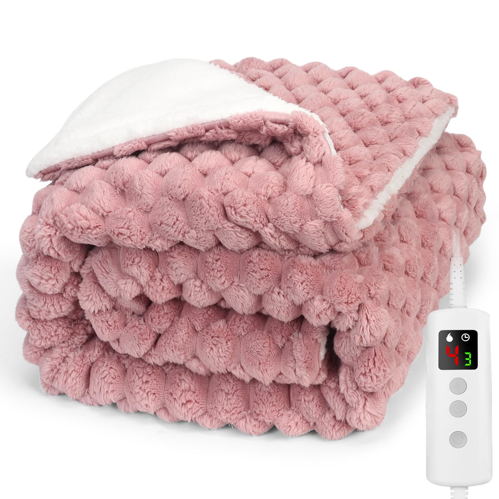 Heated Blanket, Electric heated throw 200x150CM Dusty Pink, Electric Throw