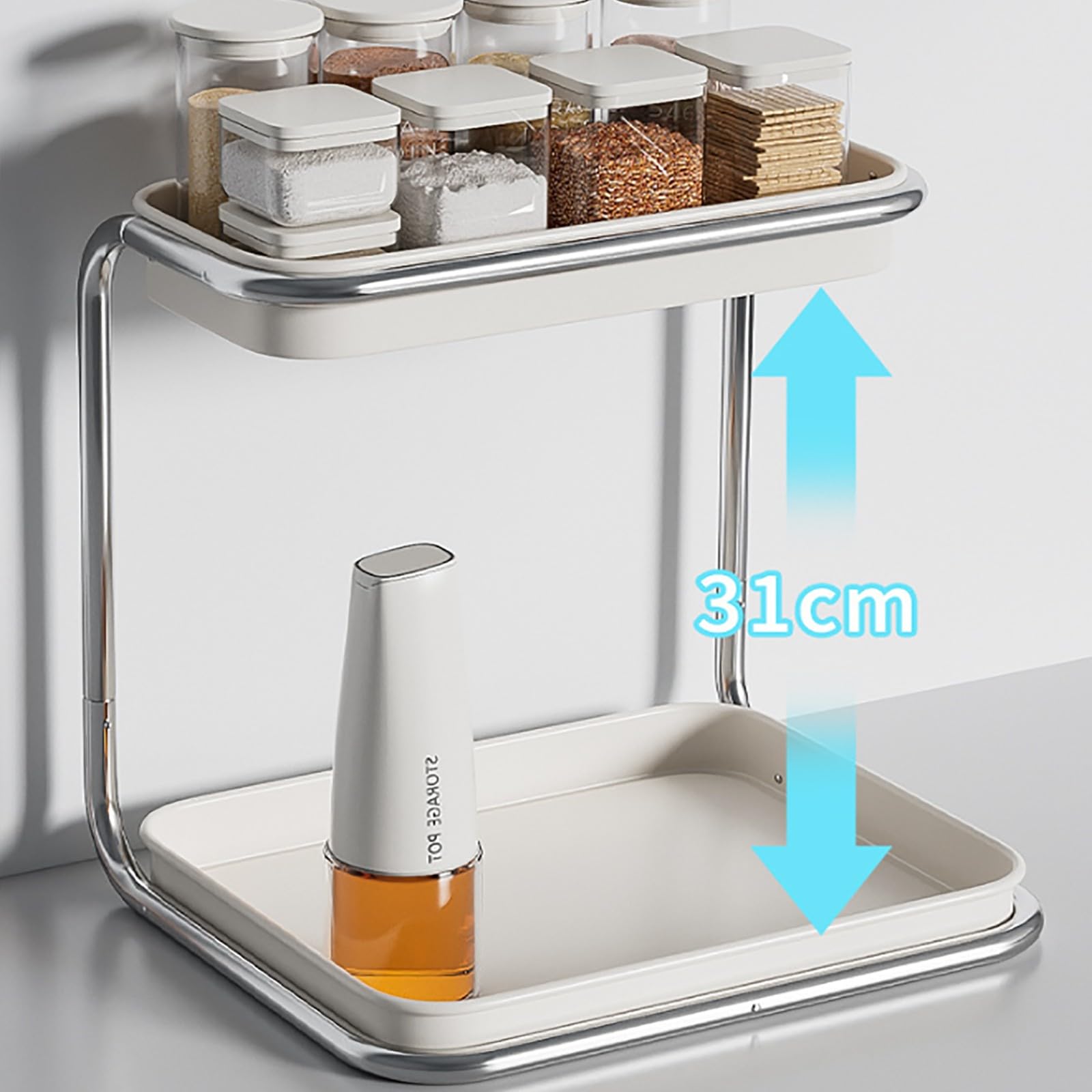 Estante de almacenamiento de 2 capas para armario, encimera, organizador de cajones de especias para baño, cocina, dormitorio, estante de 16,5 cm