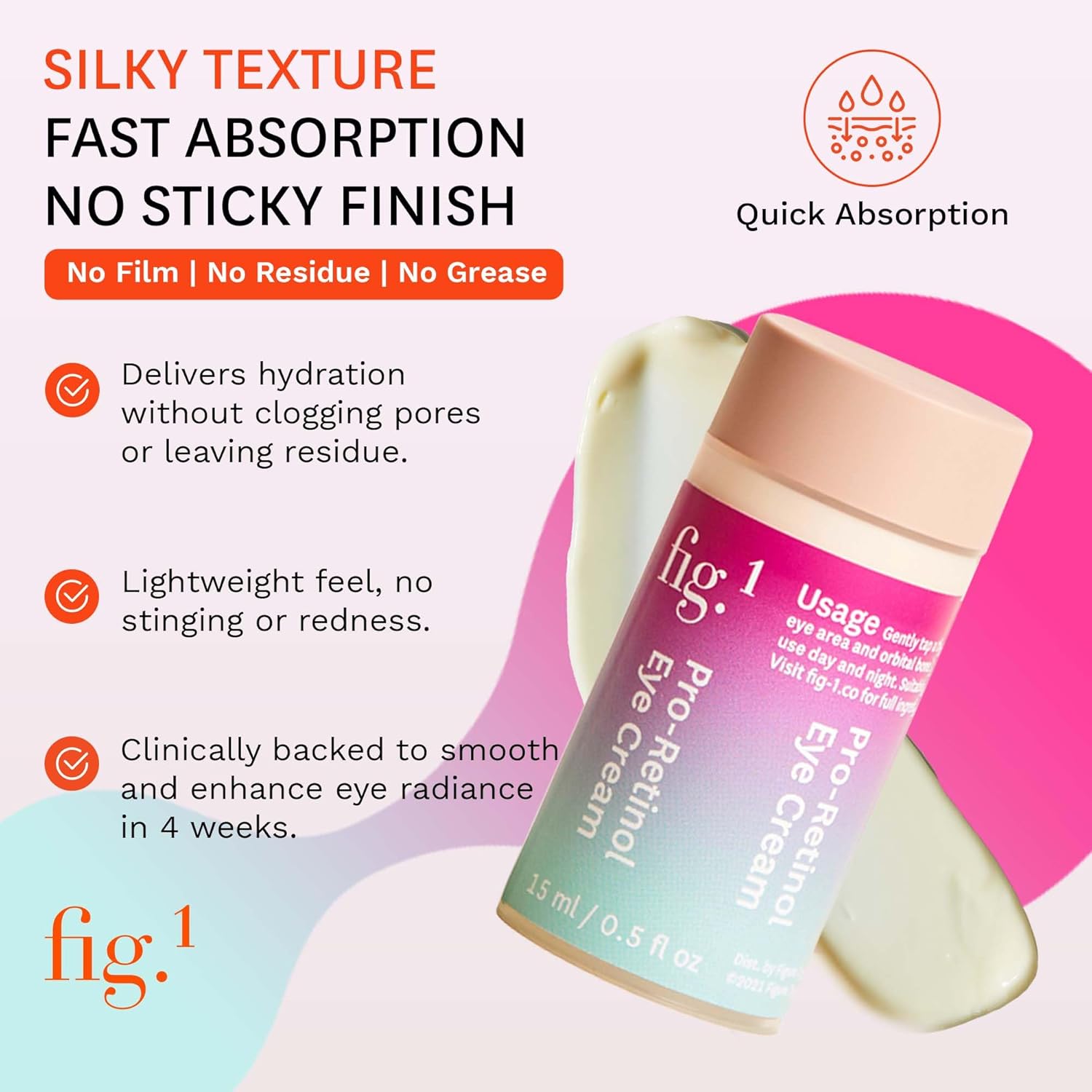 Fig.1 Pro Retinol Eye Cream Refill | Anti Aging For Wrinkles And Fine Lines | Hydrating Under Eye Cream For Dark Circles And Puffiness | Moisturizer For Women & Men, 15ml / 0.5 fl oz - Image 5