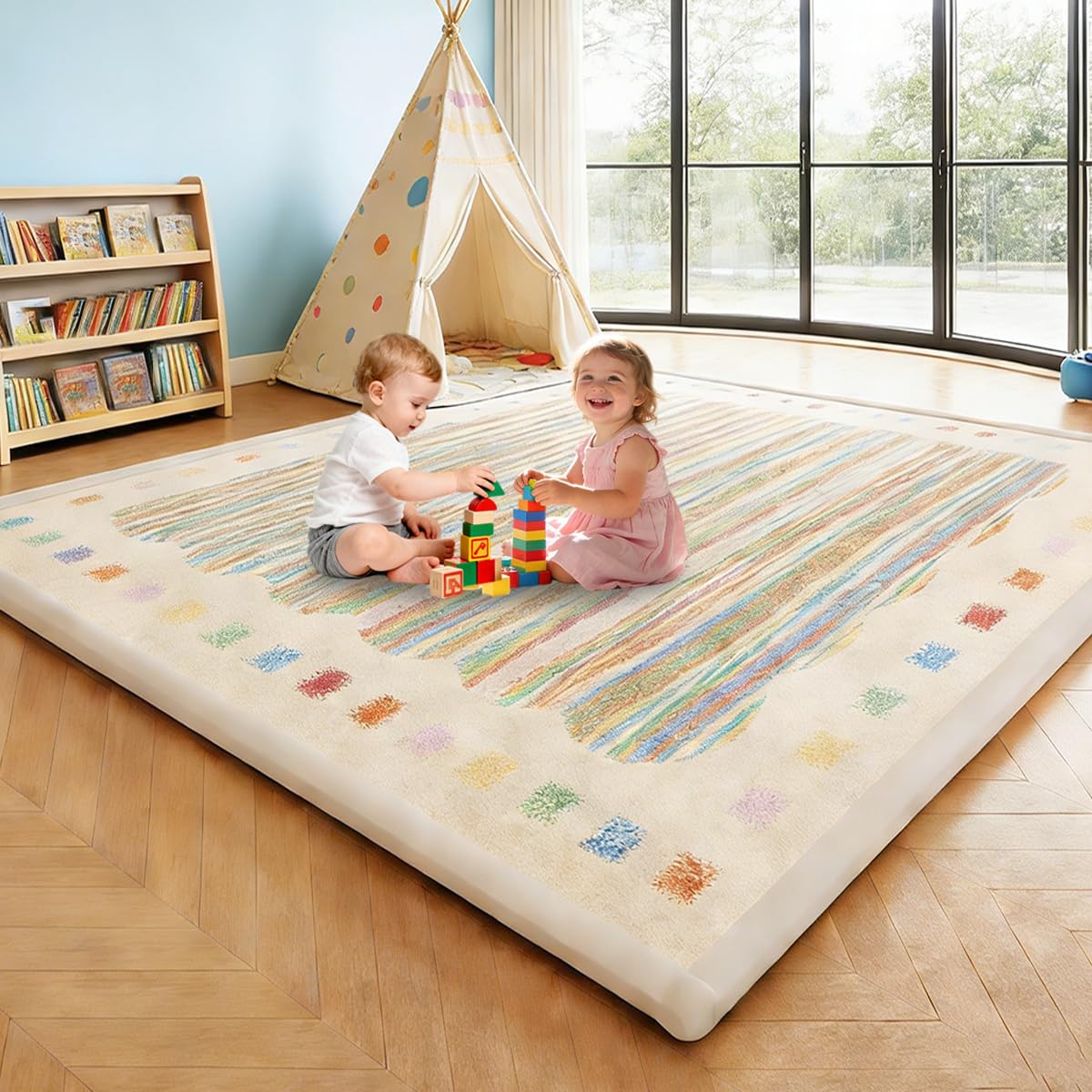 Tappeto Gioco Bambini Acolchado 2.5 cm Extra Spesso, Antiscivolo, Ideale per Pavimenti e Box Neonato, Palestra Neonati, Tappeto Tummy Time Neonati 120 x 120 cm