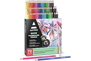 Arteza Professional Watercolor Pencils Set for Adult Artists, 72 Colored Pencils in Vibrant Shades