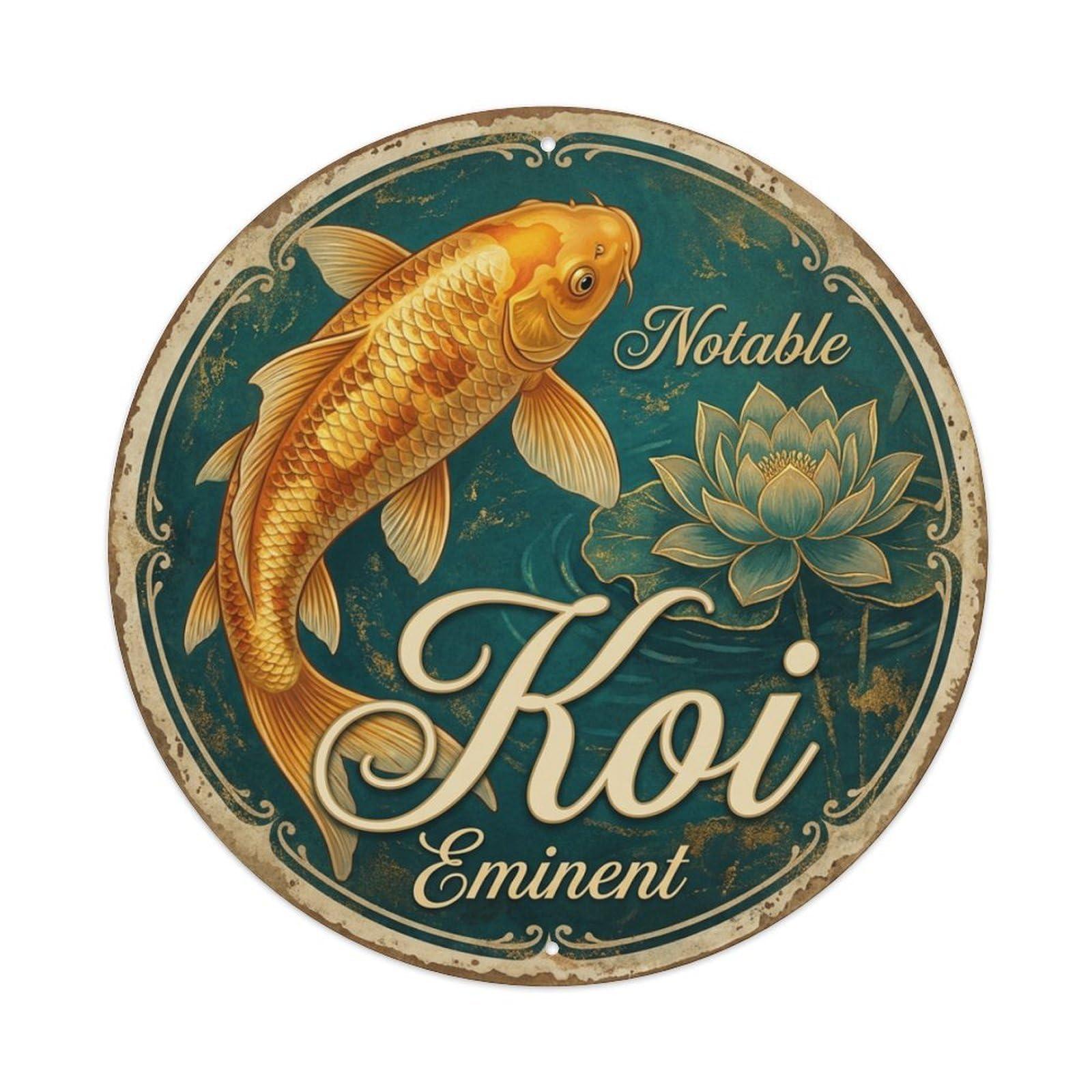 Xanthor Style Koi Fish Notable Eminent Distinguished Metal Tin Sign