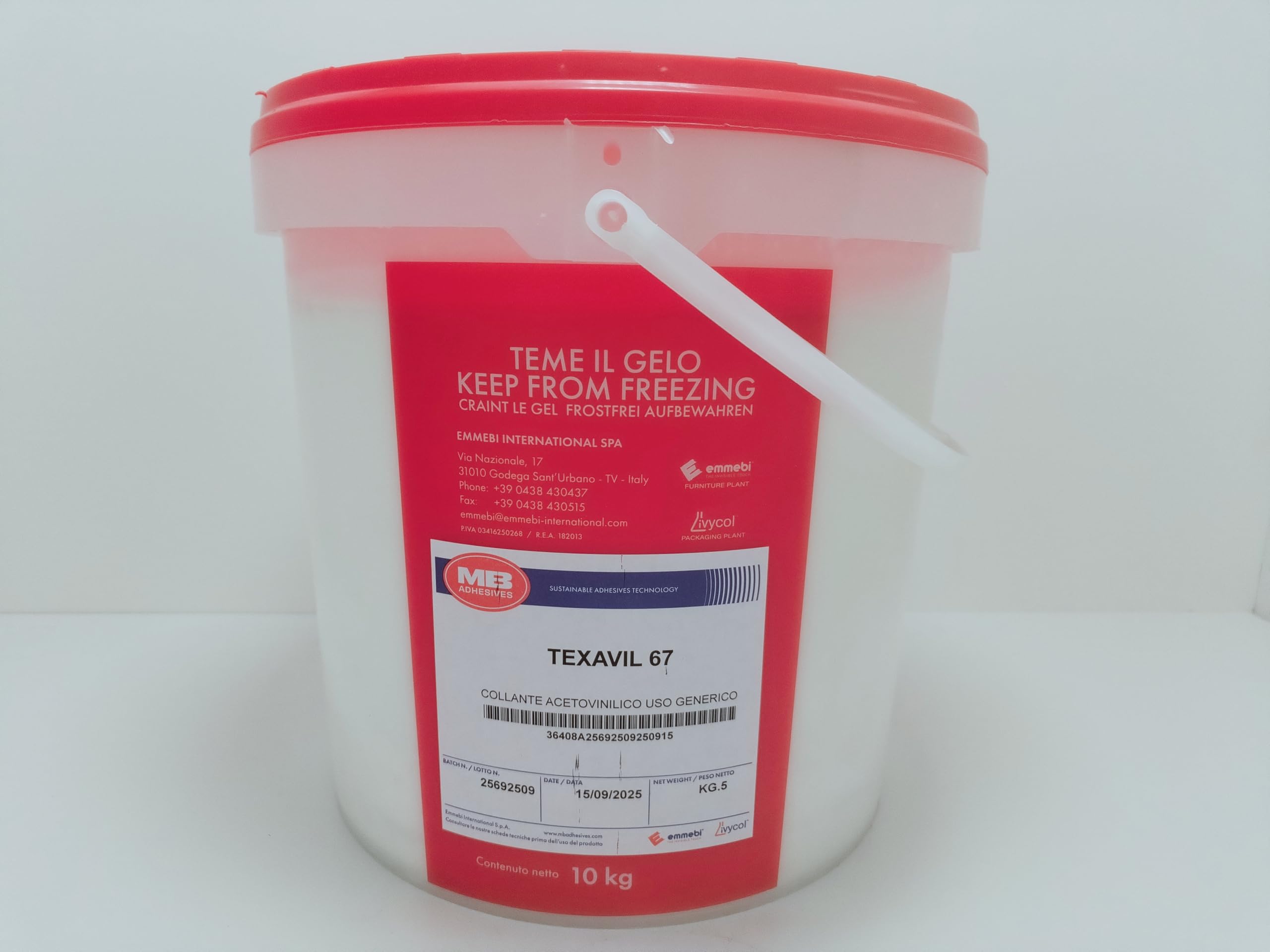 Colla Vinilica Professionale TEXAVIL Emmebi 1 Kg / 10 Kg – Adesivo per Legno, Carta e Cartone – Uso Interno, Trasparente, Alta Resistenza – Fai da Te e Falegnameria (10 KG)