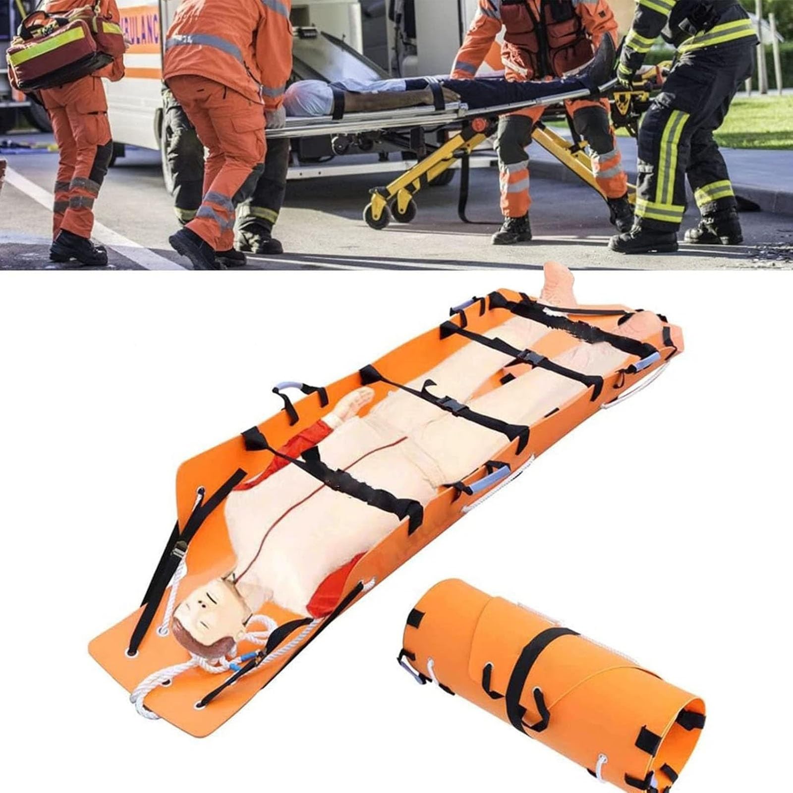 Barella di salvataggio pieghevole portatile, barella posteriore di salvataggio e del fuoco all'aperto, per il salvataggio medico di emergenza, ambulanza, soccorritore del fuoco, Max.159kg/350LB