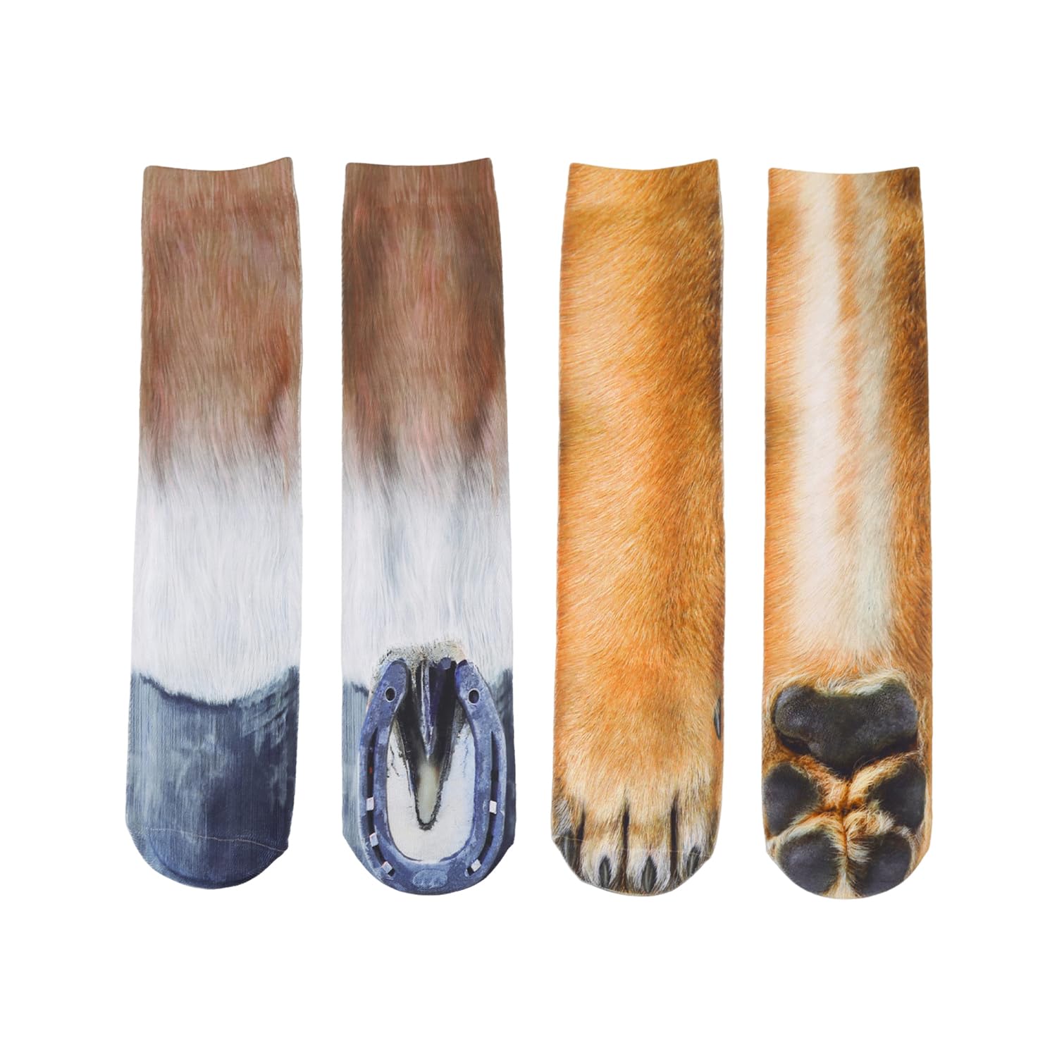 EOWVISN 2 Pairs Of Animal Hoof Print Socks, Horseshoe Dog Claw Pattern, Funny Creative Tube Socks, Holiday Fun Gifts.