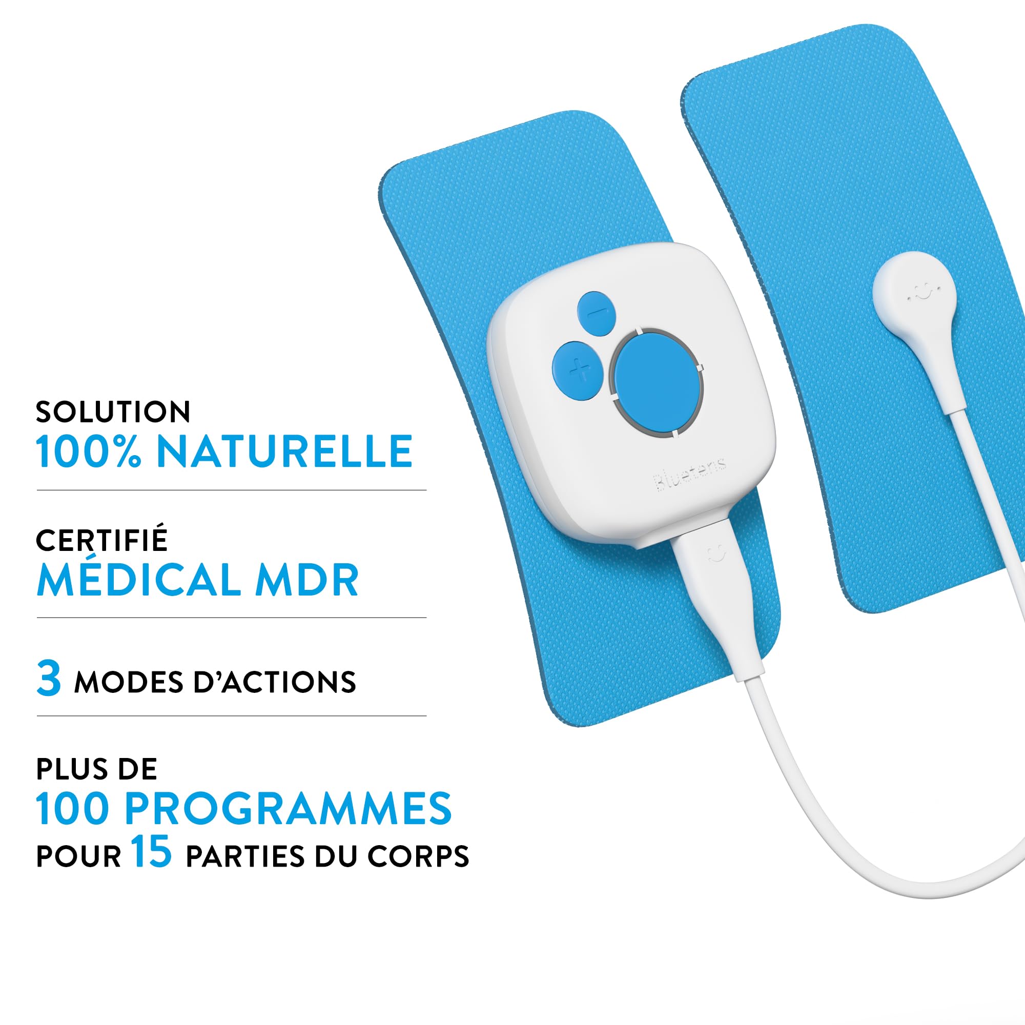 Bluetens Classic 2 Électrostimulateur Connecté TENS/EMS – Appareil Electrostimulation Musculaire et Anti Douleur pour Thérapie, Relaxation, Reeducation, Massage Sportif par Electro-Stimulation