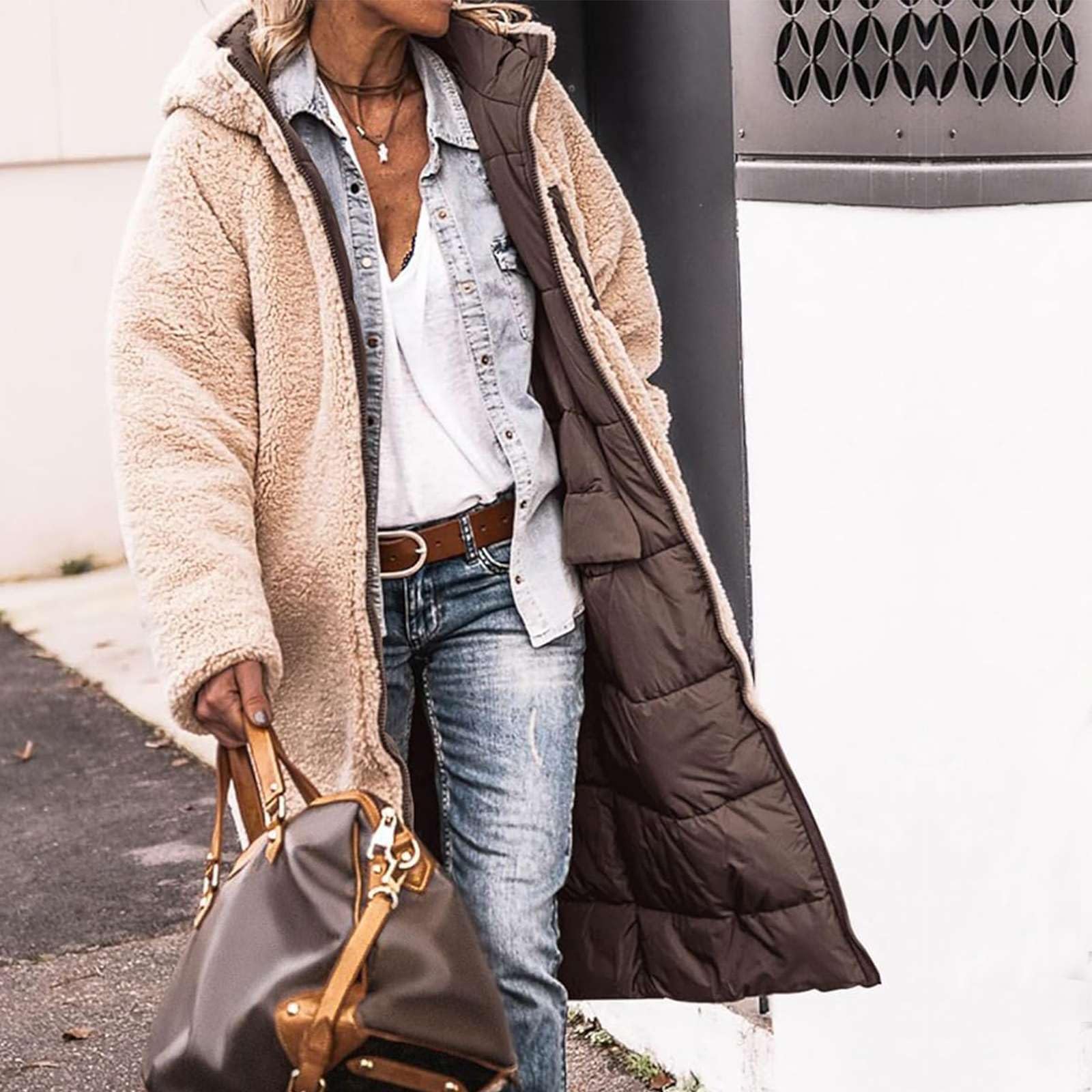 Genérico Chaqueta Plumas Mujer Ultraligera Invierno Jacket Largos Abrigos Ligeros Acolchada Plumífero Puffer Coat con Capucha Manga Larga Chaquetas Puffer Coat Grueso Viento Parker Tamaño Grande