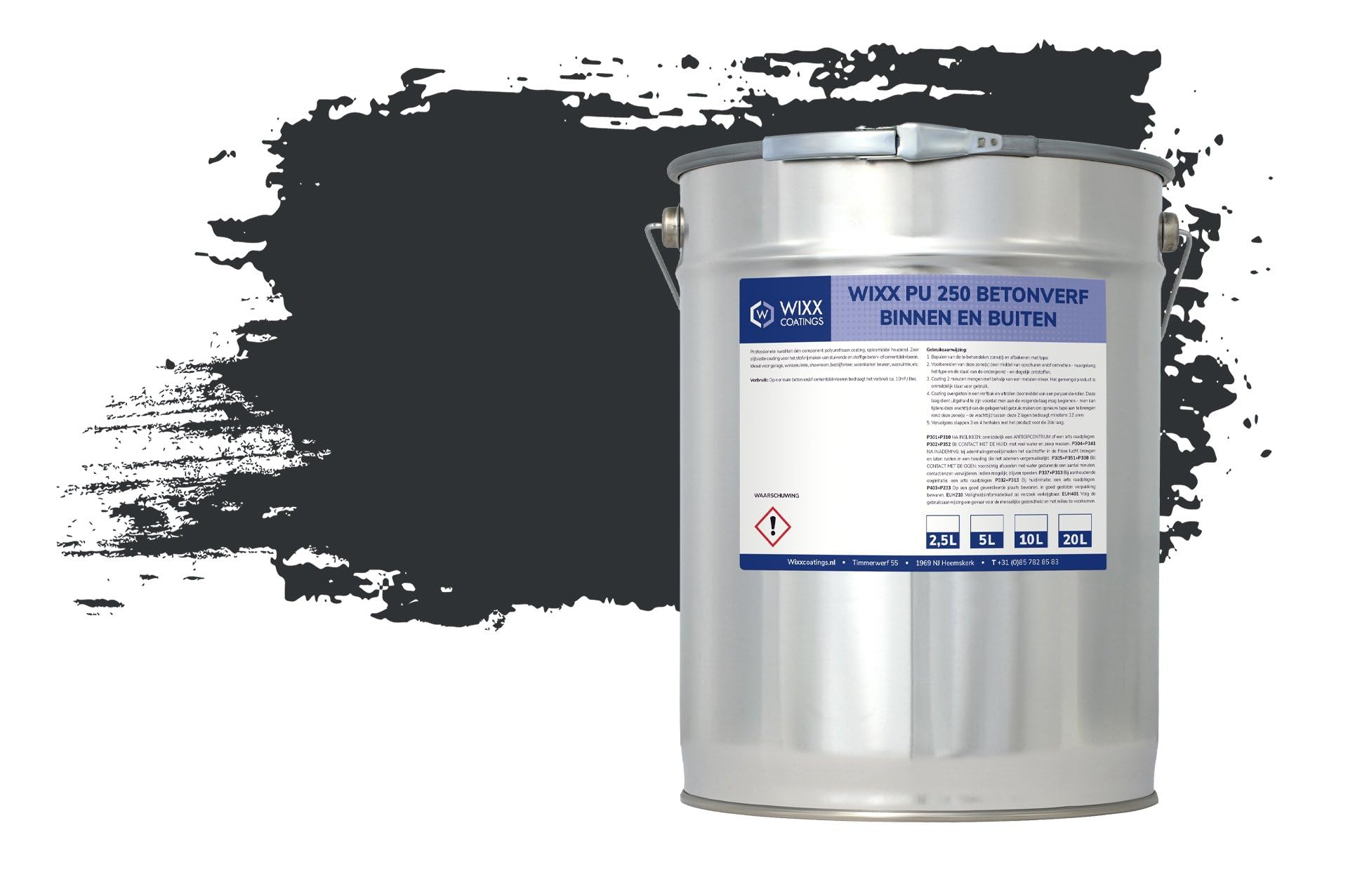 Wixx PU 250 Betonfarbe Innen & Außen - RAL 7021 | Schwarzgrau - 5L
