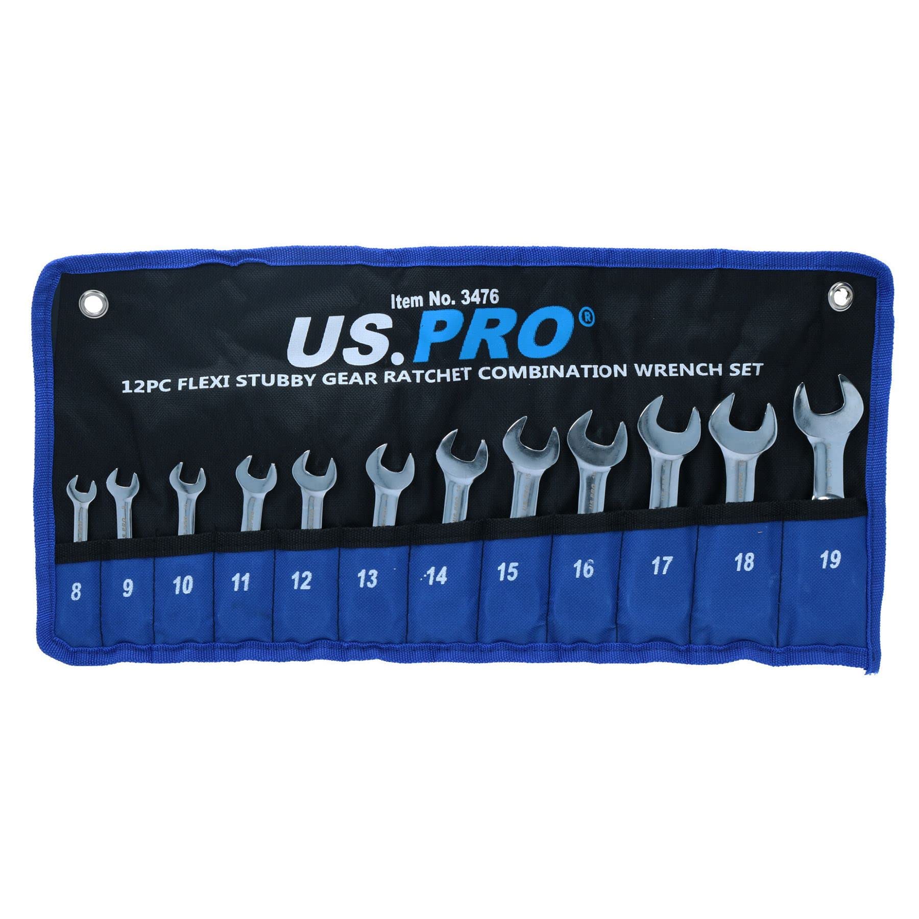 Ab Tools Chrome Stubby Metric Flexi Ratchet Spanners/Spanner Set 12Pc 8Mm-19Mm At150