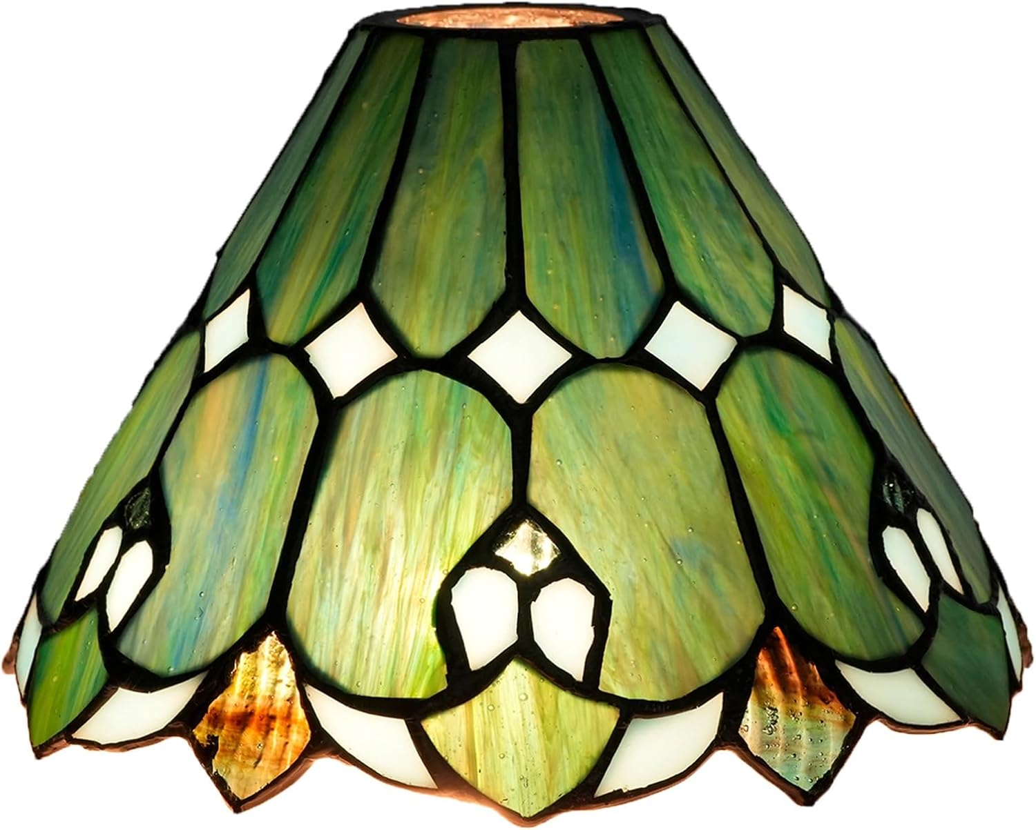 Tiffany Replacement Lamp Shade, 8 Inch Blue Umbrella Stained Glass Lamp Shade Vintage Art Decor Large Opening Lampshades for Table Lamp Chandelier Light Wall lamp