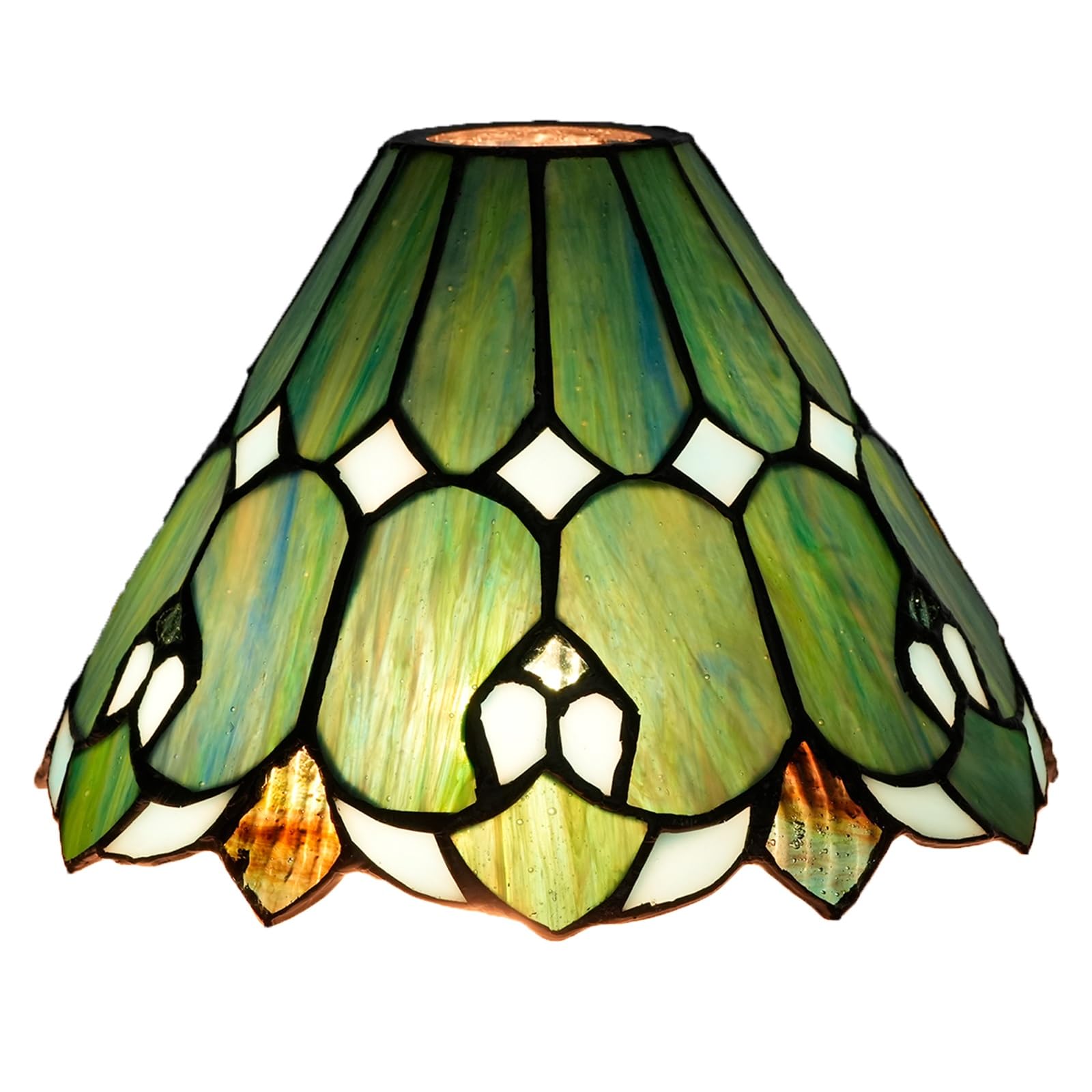 HJRegaFimu Shade Replacement 8" Blue Umbrella Stained Glass Lamp Vintage Art Decor Large Opening Lampshades For Table Chandelier Light Wall