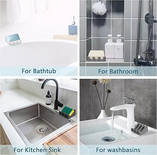 Miniatura 6 de Jaboneras de silicona con Drianage, soporte para jabón en barra y ahorro de cascada autodrenante para mantener tu barra de jabón organizada y limpia