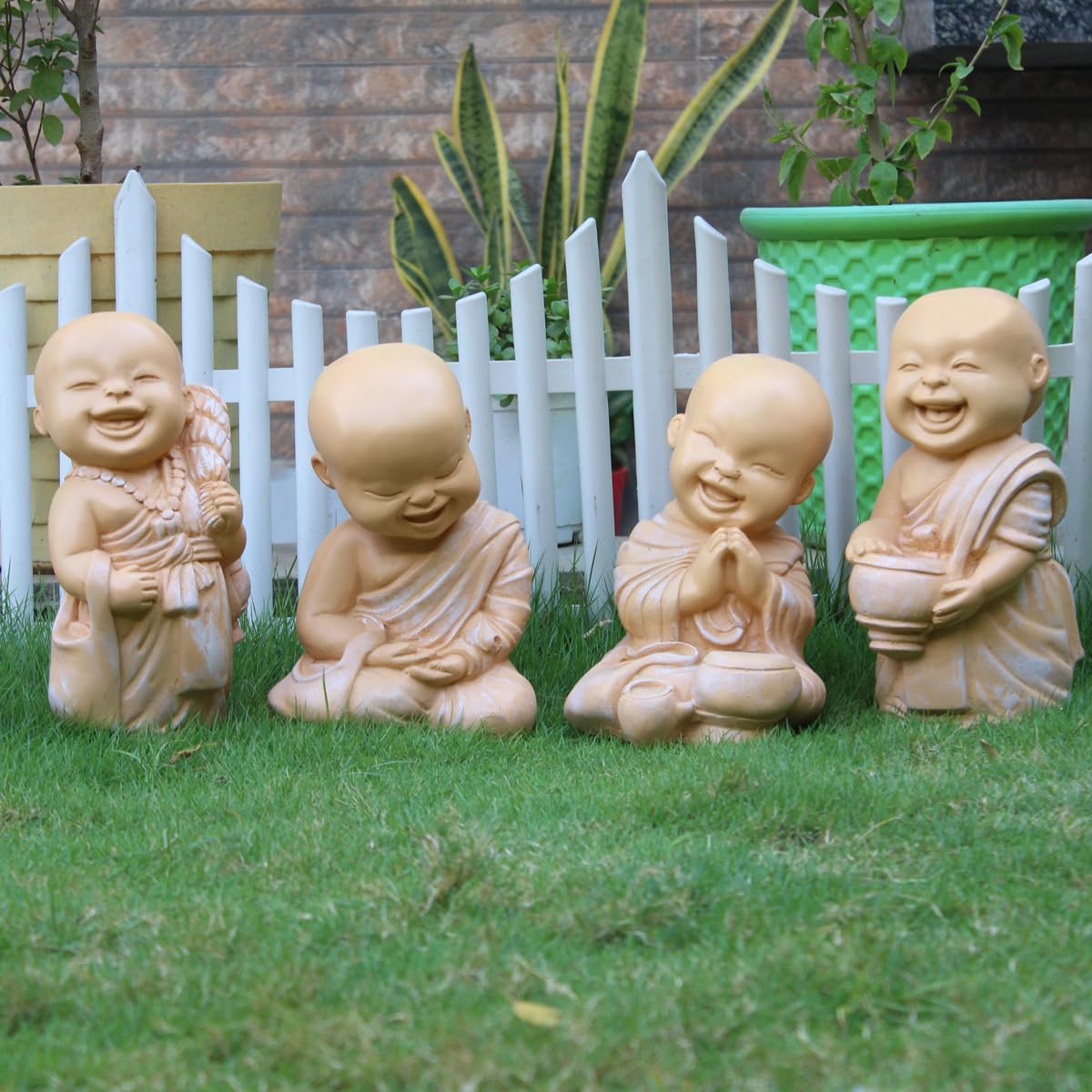 Wonderland Set of 4 Monks Resin Statue for Home Decoration, Garden Decor, Balcony or Terrace Garden, Gifting (B0D4M752KC) Amazon Price History, Amazon Price Tracker