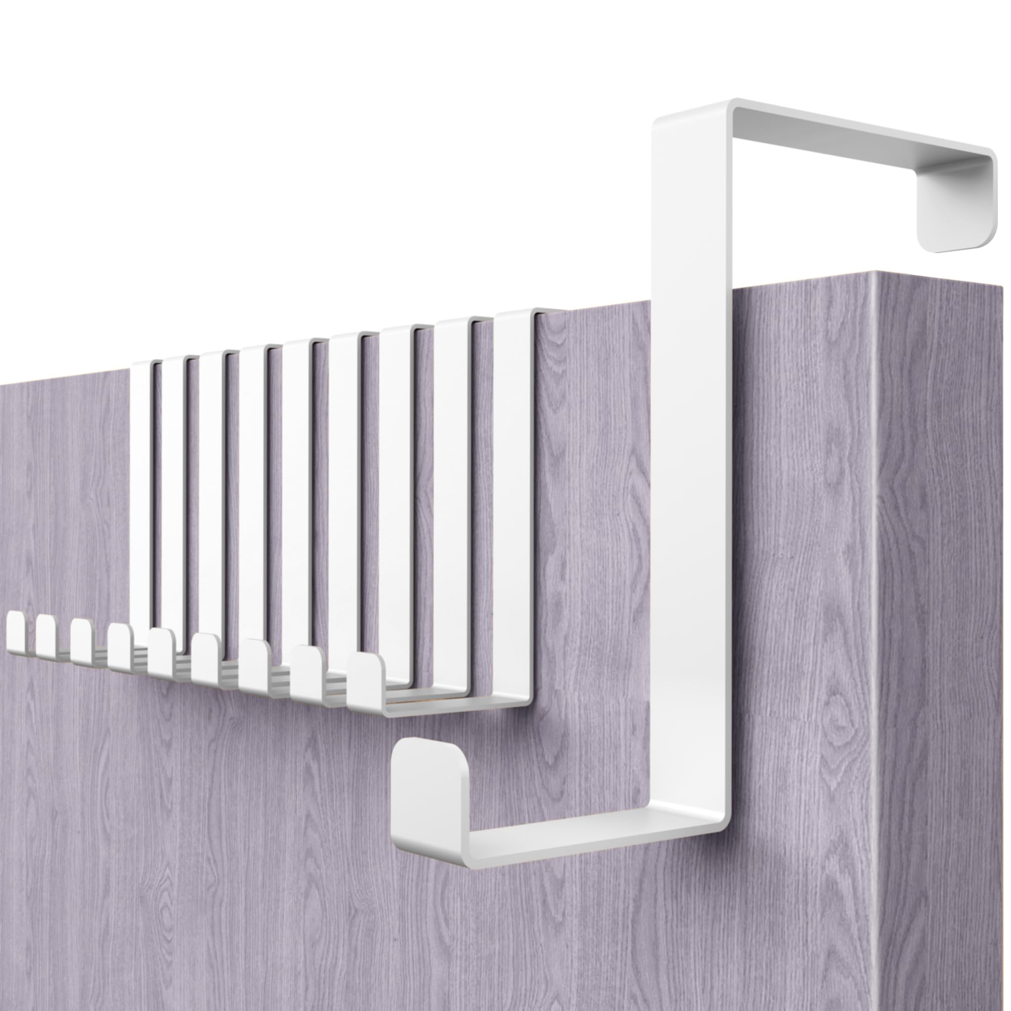Menz White Over Door Hanger – Set Of 10, - Coat Hanger 3.6 Cm (1.4") And 4.1 Cm (1.6"), Hangers For Clothes, Coat Hooks For Door