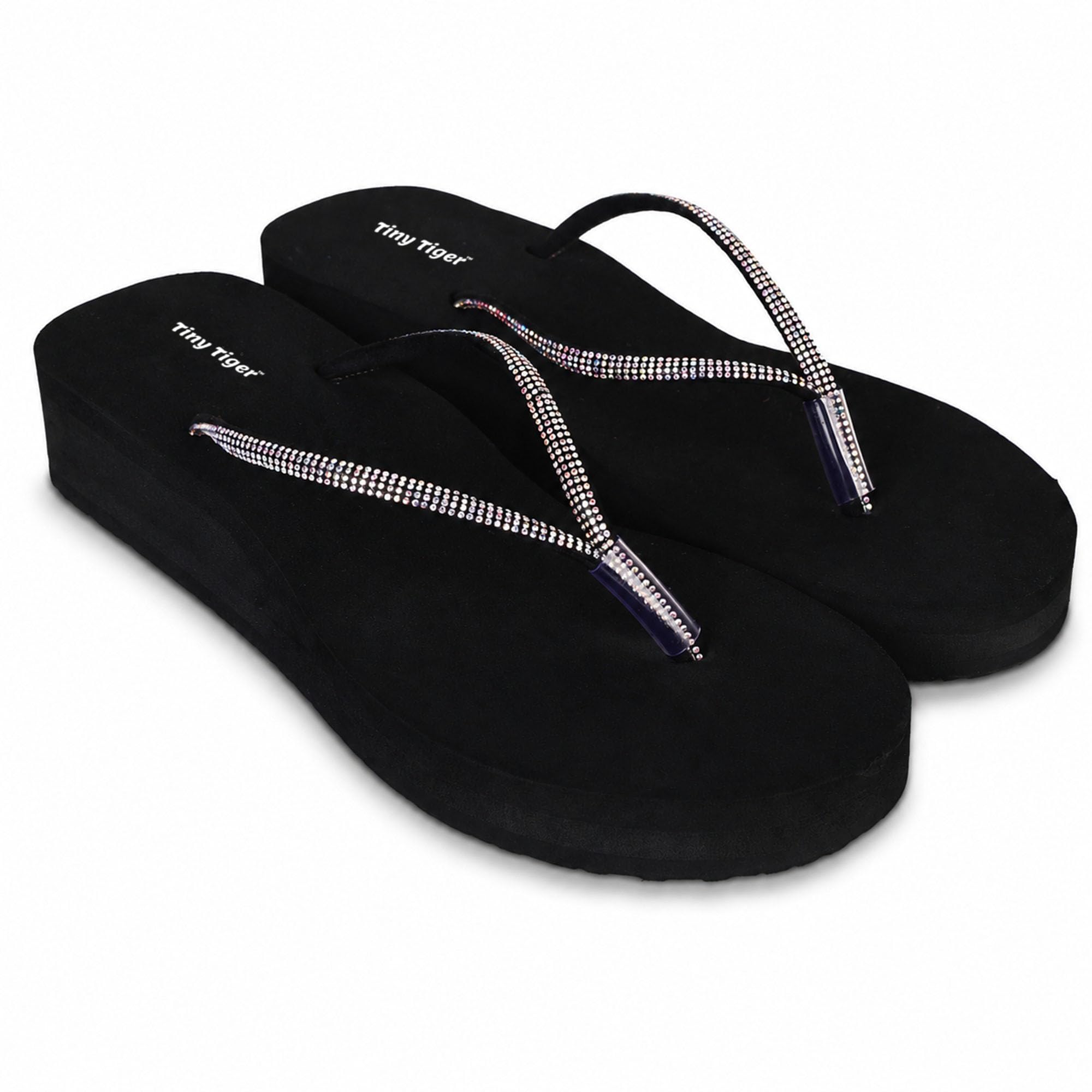 Women's Rhinestone Wedge Flip Flops | Stylish Cushioned Thong Slippers for Party, Casual, Daily Wear & Outdoor Use-image-25