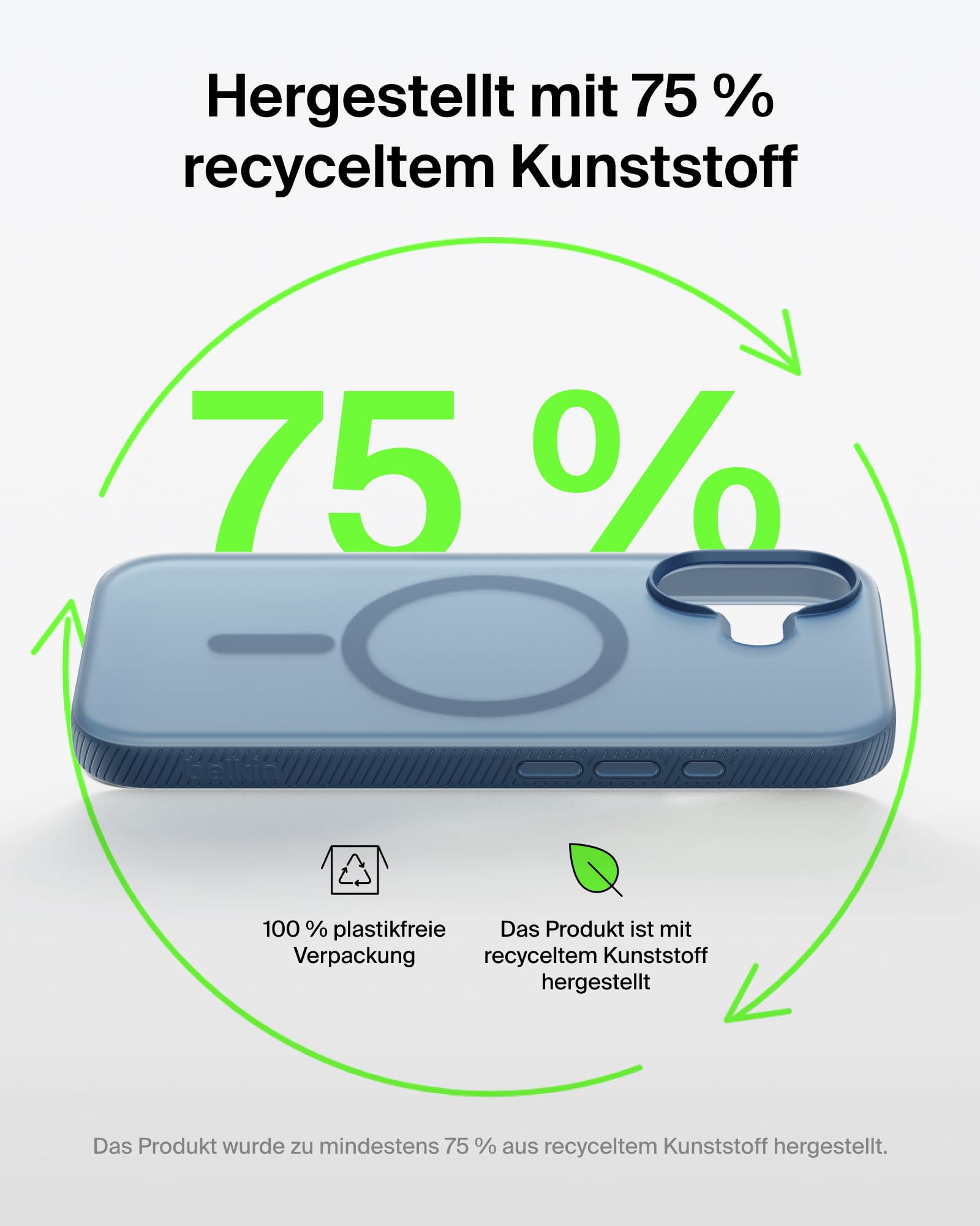 Belkin SheerForce Grip iPhone 17 Hülle MagSafe Kompatible Handyhülle mit Rutschfesten Rändern, iPhone Schutzhülle, Magnetisch, Transparent, Dünn und Stoßfest – Blau