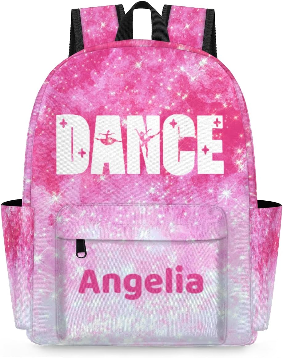 Dance Rainbow Foil Customized Kids Backpack for Girls Personalized Preschool Toddler Backpack Kindergarten Nursery Bookbag Travel Children School Bag