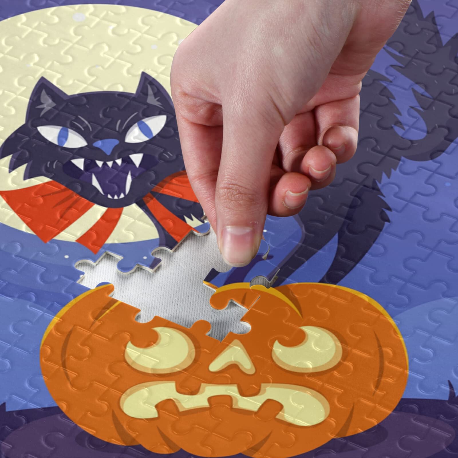Halloween Cat Jigsaw Puzzle For Adults – 1000 Pieces, Cartoon Style, 30x20 Inches - View #4