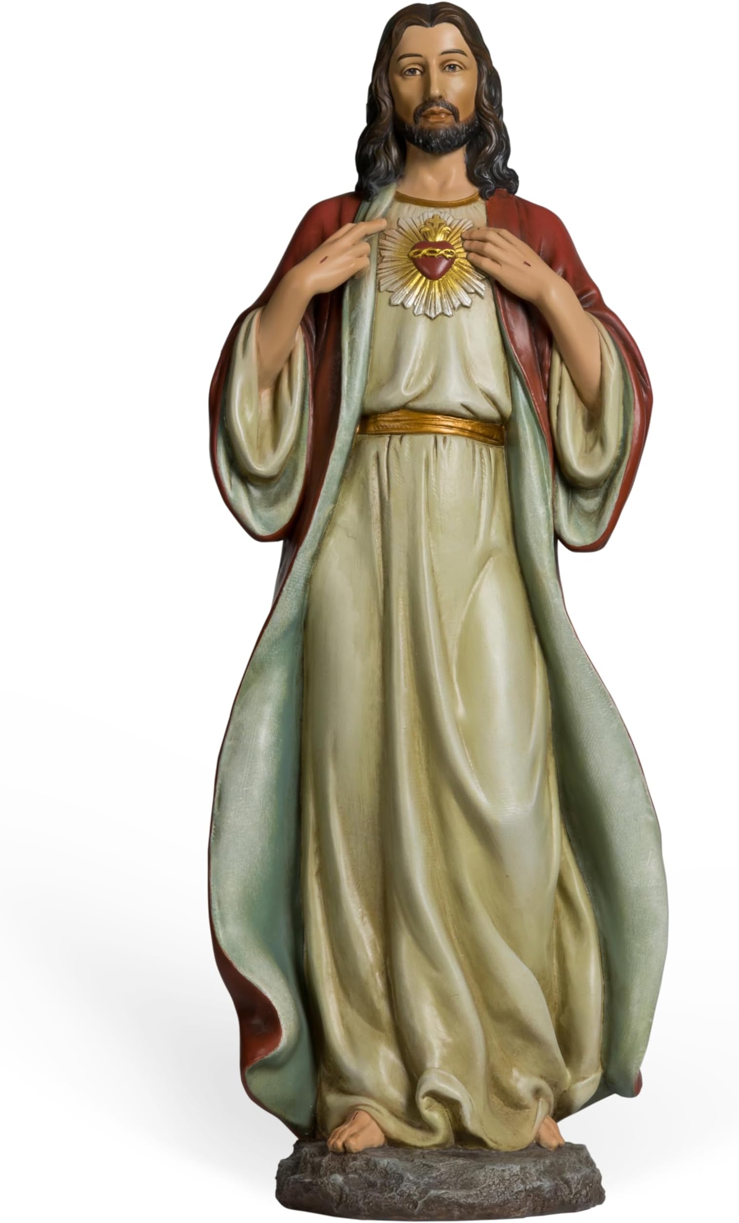 BC Catholic Sacred Heart of Jesus Statue, 24.5" H Jesus Christ Figure, Religious Gifts, Inspirational Indoor Home Decor Renaissance Sculpture Handpainted by Buildclassic