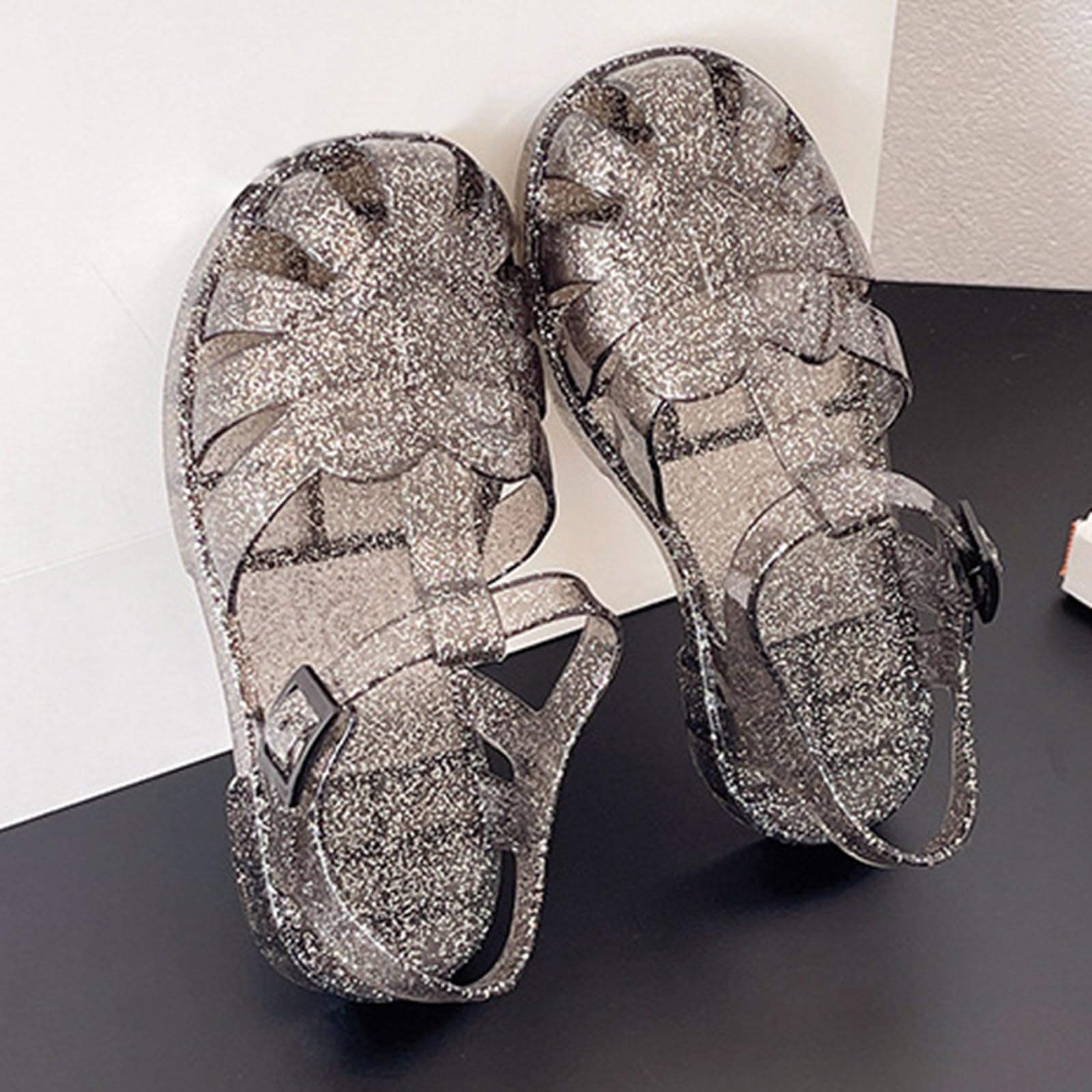 RXZCHH Generisch Dziewczę ły Maluch Oddychają buty w stylu casual z odkrytymi palcami do codziennych zabaw na świeżym powietrzu Letnie modne buty wiosenne, czarne, 1 UK