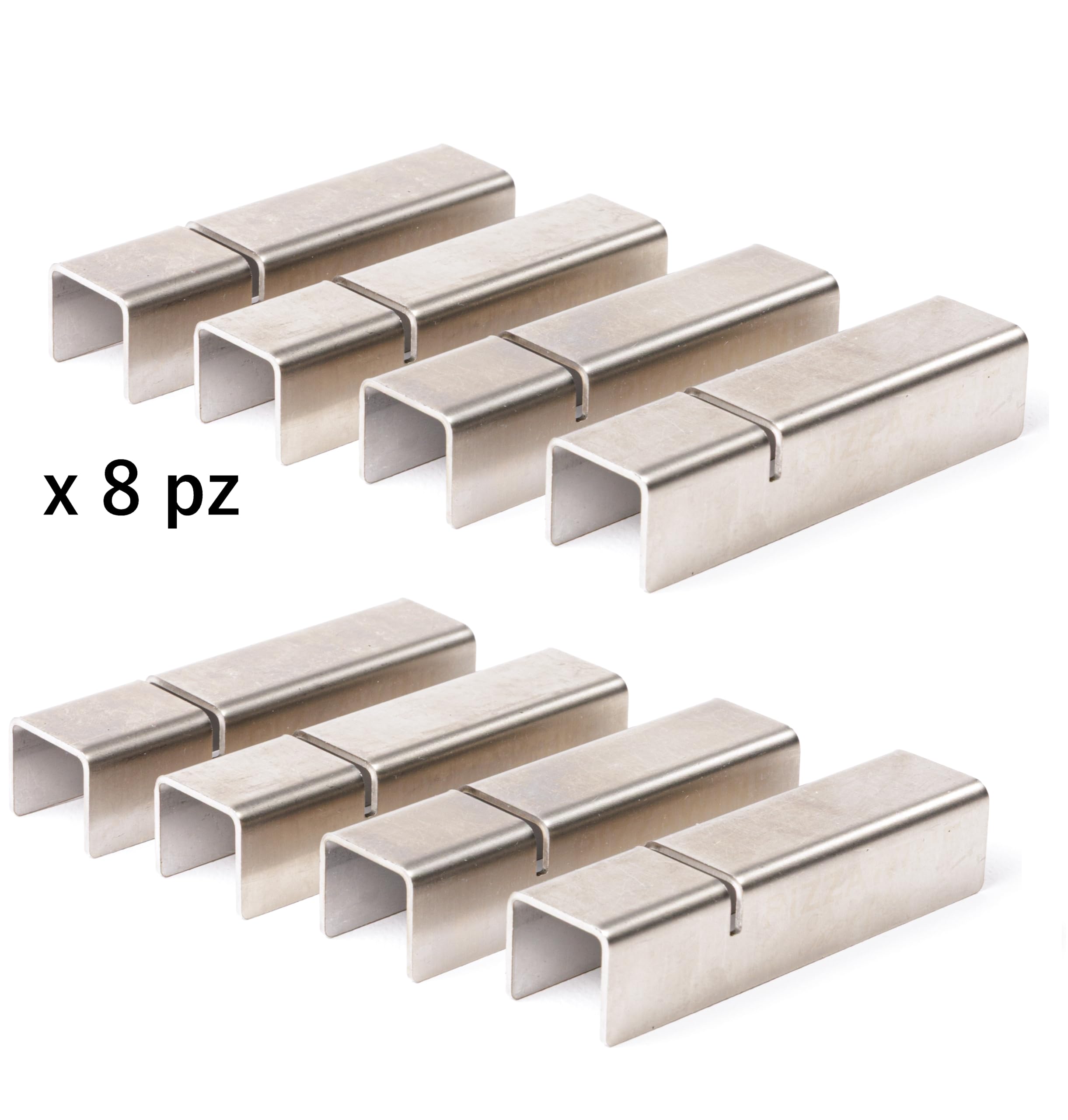 Set poggiaposate rettangolare da tavolo acciaio INOX, porta 2 posate inossidabile, Design Elegante, Idea Regalo per Mise En Place di lusso per ristorante forchetta e coltello (Inox, x8)