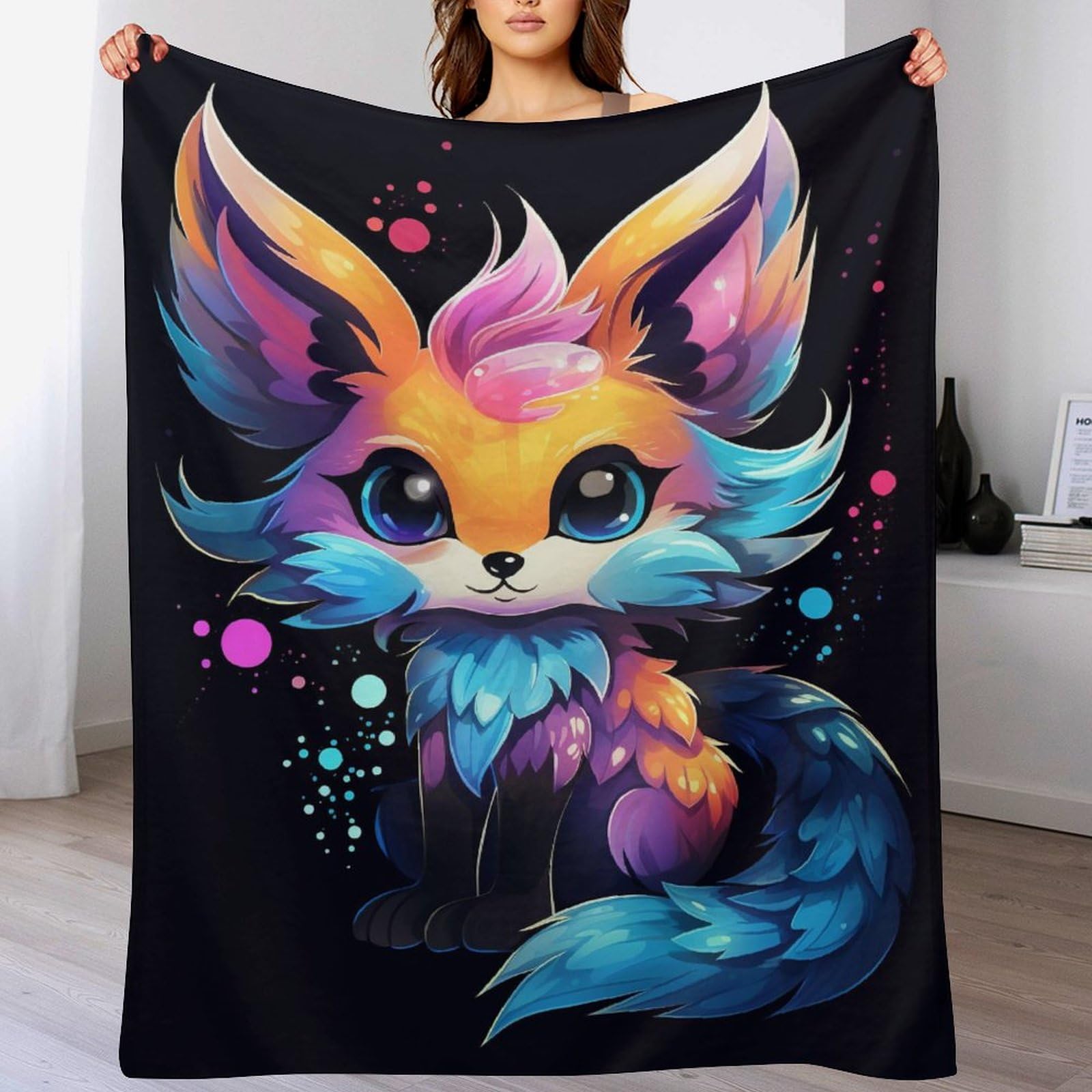 Jeté de lit renard couverture de salon plaid flanelle 130x180
