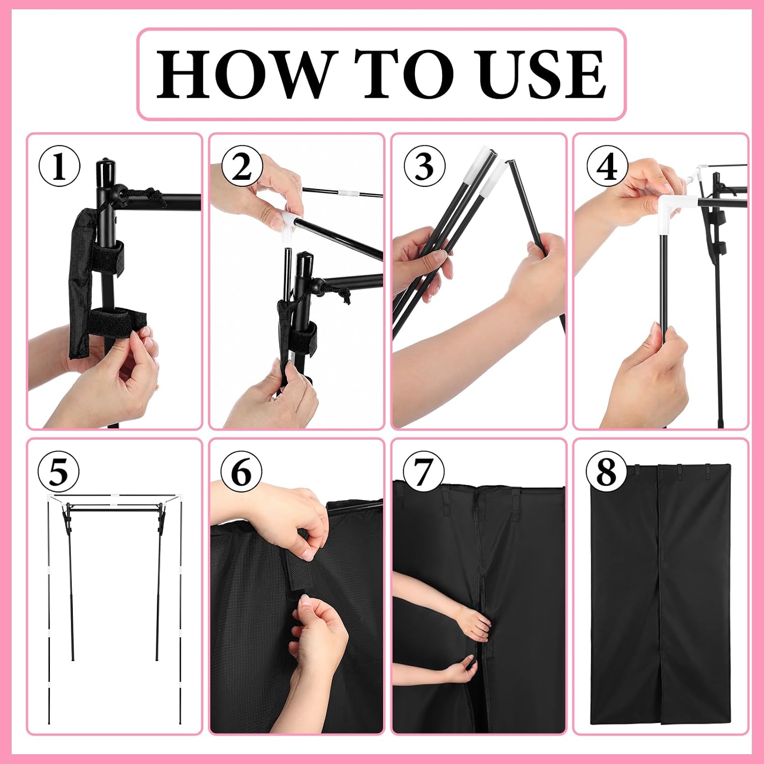 360° Privacy Curtain Changing Room System for 28" Dance Bag with Rack, Detachable Portable Backstage Privacy Dancer Changing Room Curtain for Training Competition Outdoor Camping (No Bag)
