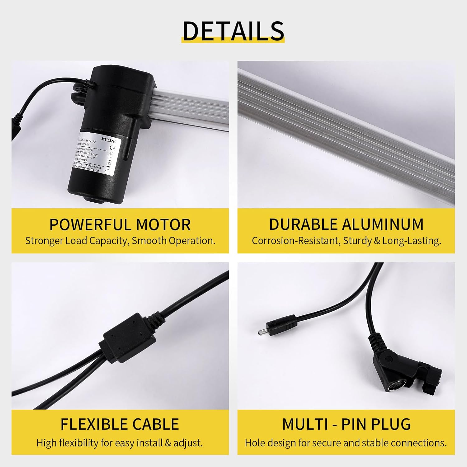 Mulin Power Recliner Motor Replacement with Cord Model ML8-172 Linear Actuator for Sofa Lift Chair Couch Massage Seat Bed