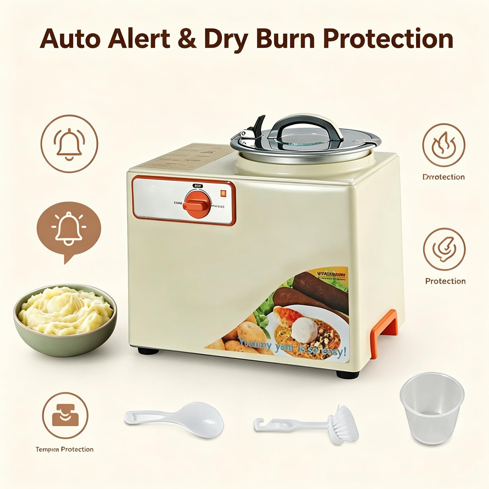 Fufu-stampfmaschine, Yam-stampfmaschine, Automatisches Heizen Und Mischen, Automatischer Alarm, Leicht Zu Reinigen, Kochen Und Rühren, Geeignet Für Gemüse Und Heilpflanzen