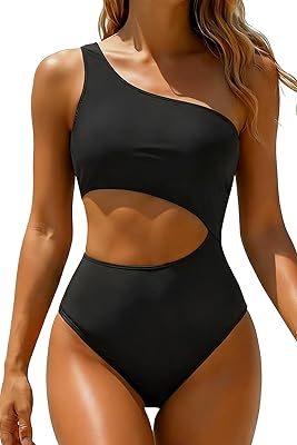 Women's One Piece Swimsuit- One Shoulder Bathing Suit Cutout Tummy Control Swimwear