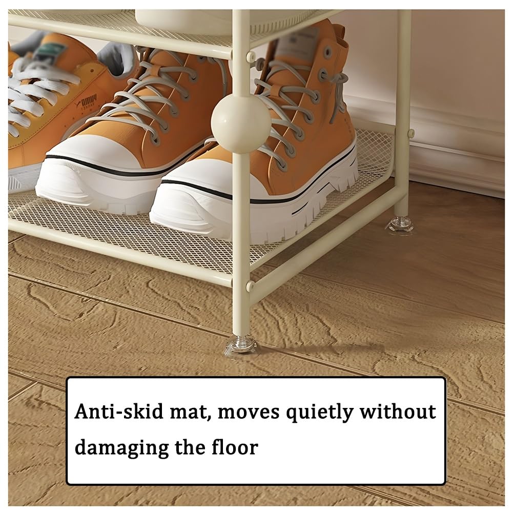 Zapatero metálico de 5 Niveles - Armario Vertical con Patas Antideslizantes, Multifuncional para entradas, Salones y pasillos - Elegante Acabado Dorado (50 x 30 x 92 cm)