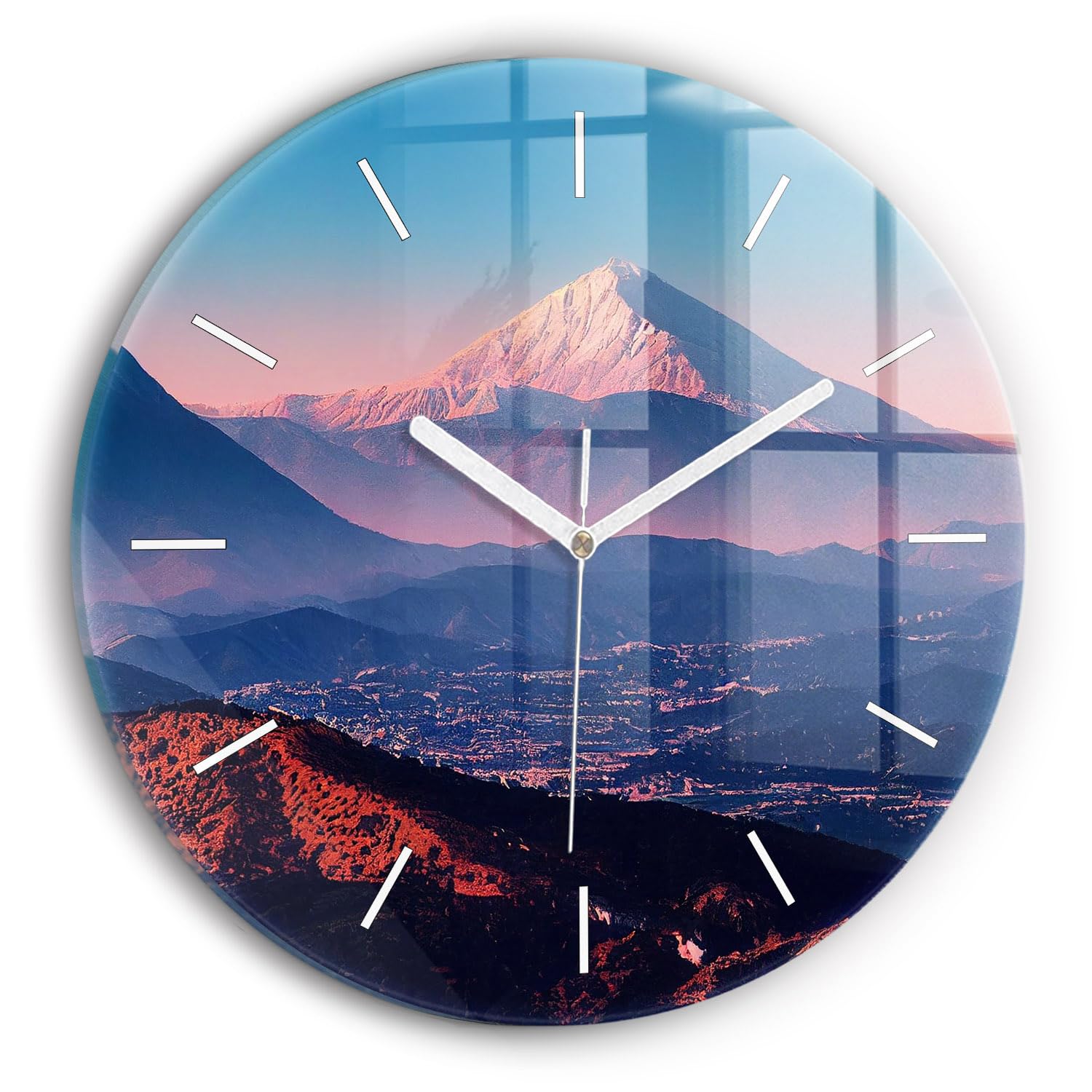 Horloge en verre 30 cm Wallfluent Montagnes à San Antonio USA