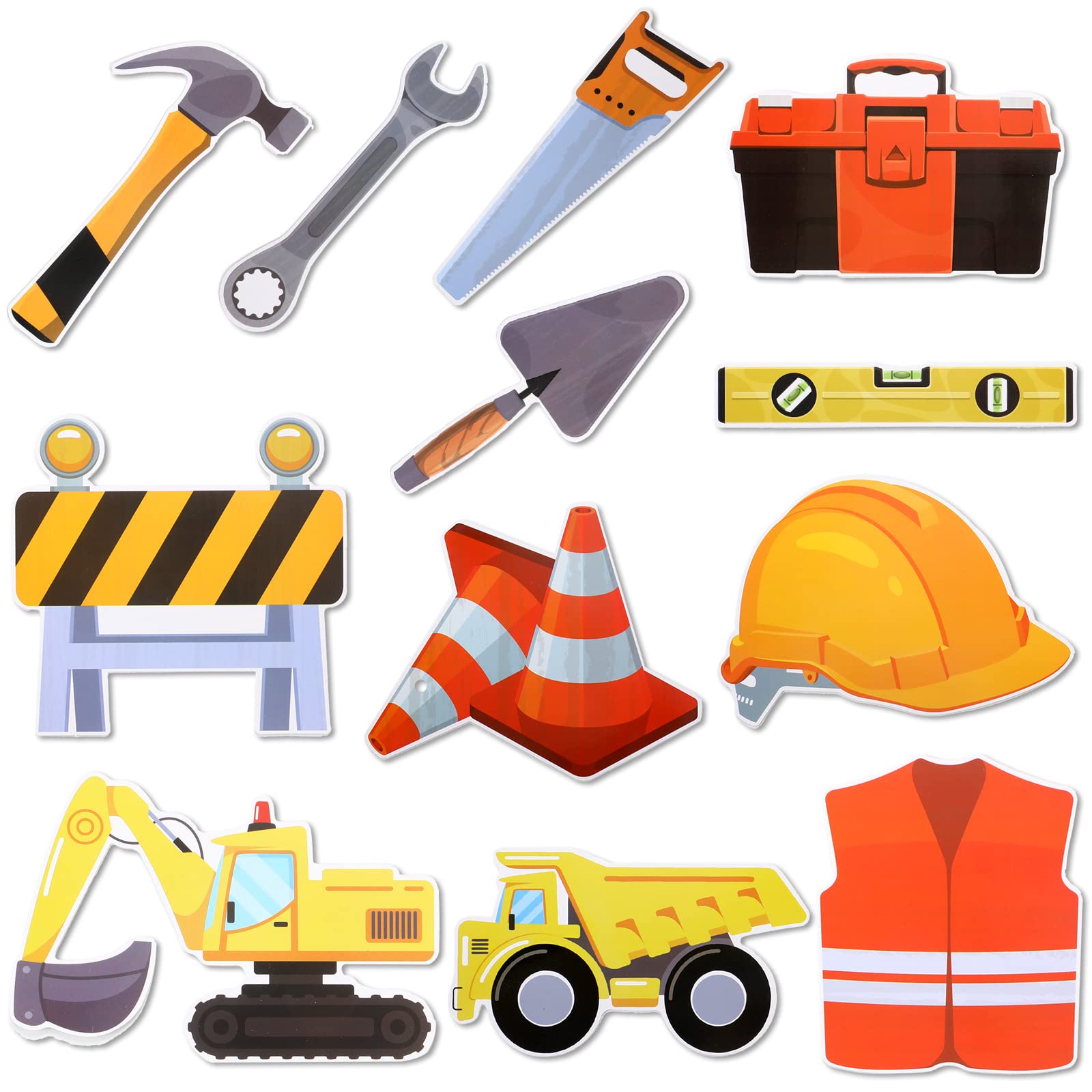 Thenshop 72 Pcs Under Construction Cutouts for Classroom Bulletin Board Decor with Under Construction Cones Hard Hats Vests Tool Under Construction Accents for School Classroom Bulletin Board Decor