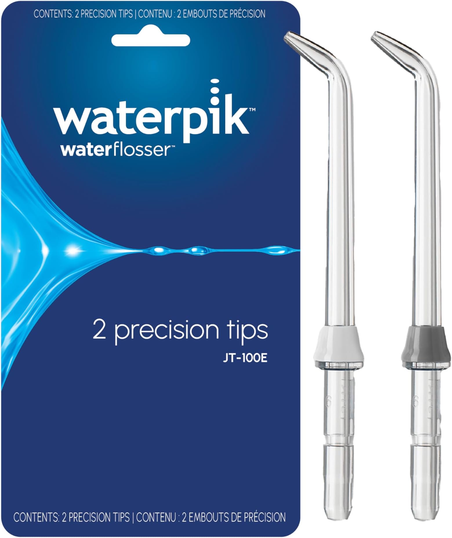Waterpik Genuine Precision Tips Replacement for Water Flossers (Formerly Classic Jet) Refill Heads Nozzles, JT-100E, 2 Count (assorted colors)