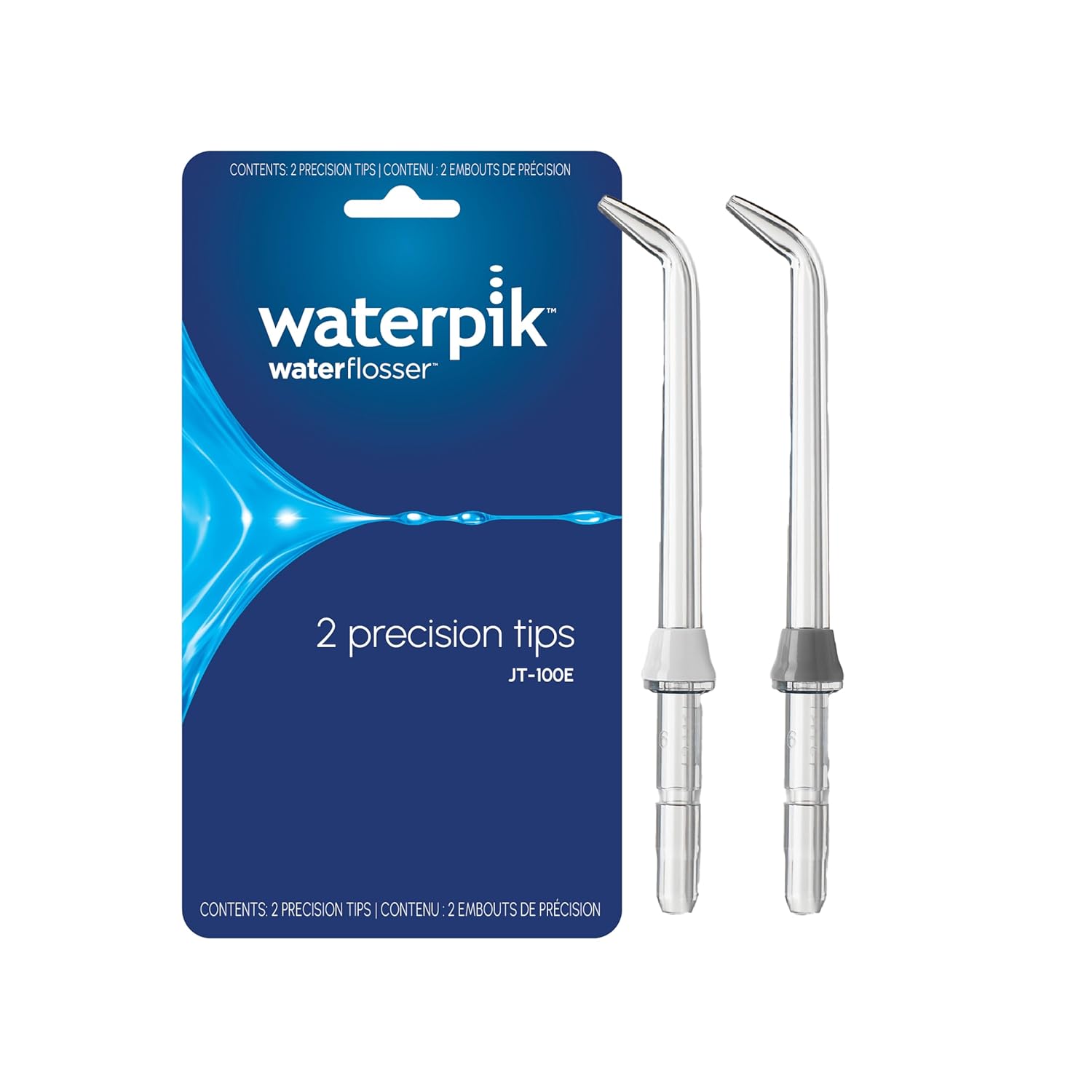 Waterpik Genuine Precision Tips Replacement for Water Flossers Formerly Classic Jet Refill Heads Nozzles JT-100E 2 Count assorted