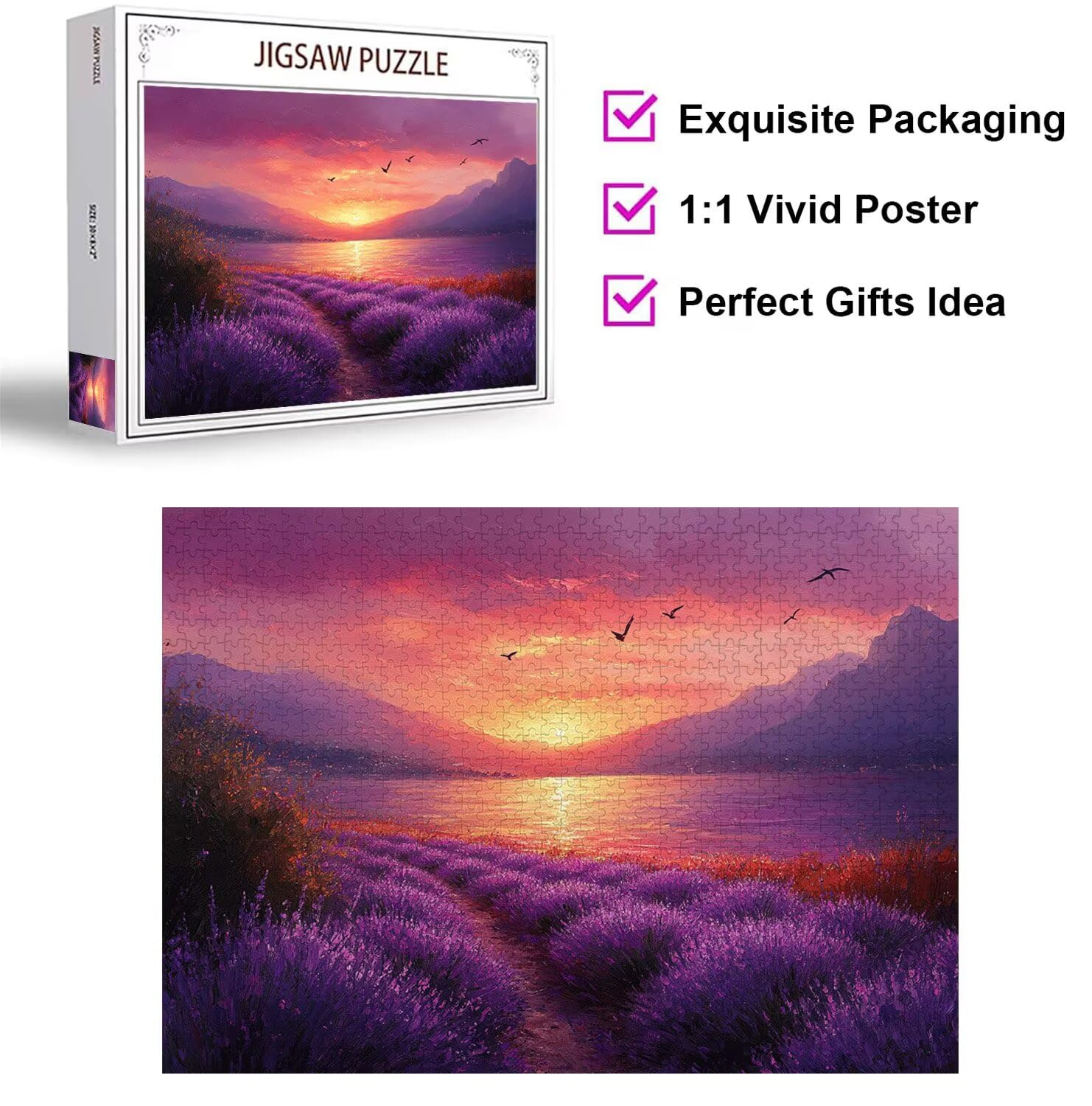 Puzzle 2000 sztuk 99 x 70 cm, Puzzle Dorośli Lawenda Słońce, n-817